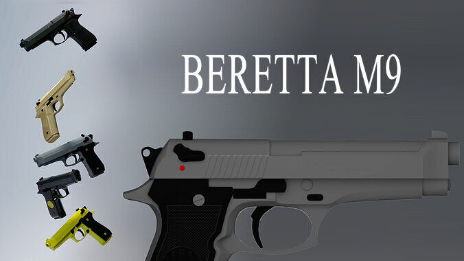 simple beretta m9 Low-poly 3D model