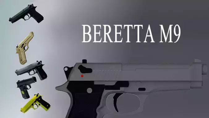 simple beretta m9 Low-poly 3D model