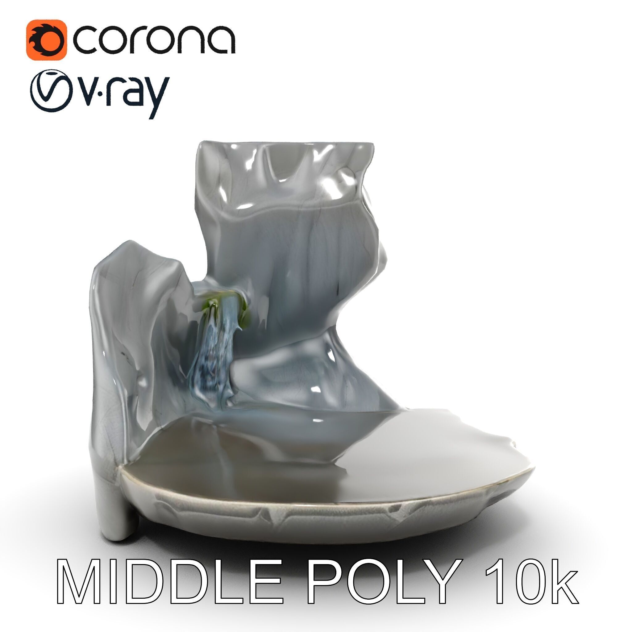 Natural Rock Pool with Waterfall Model Pack Low-poly 3D model_28