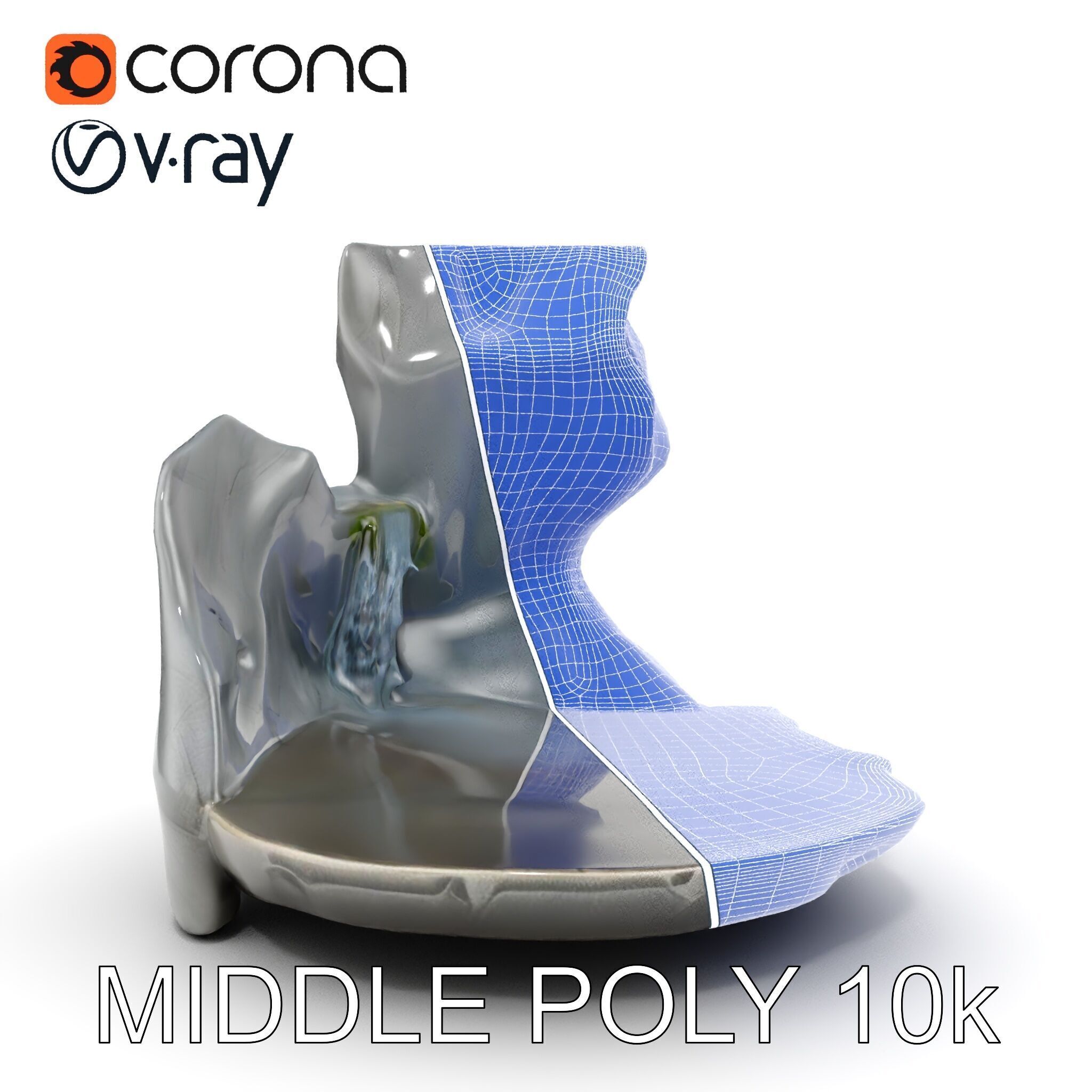 Natural Rock Pool with Waterfall Model Pack Low-poly 3D model_22