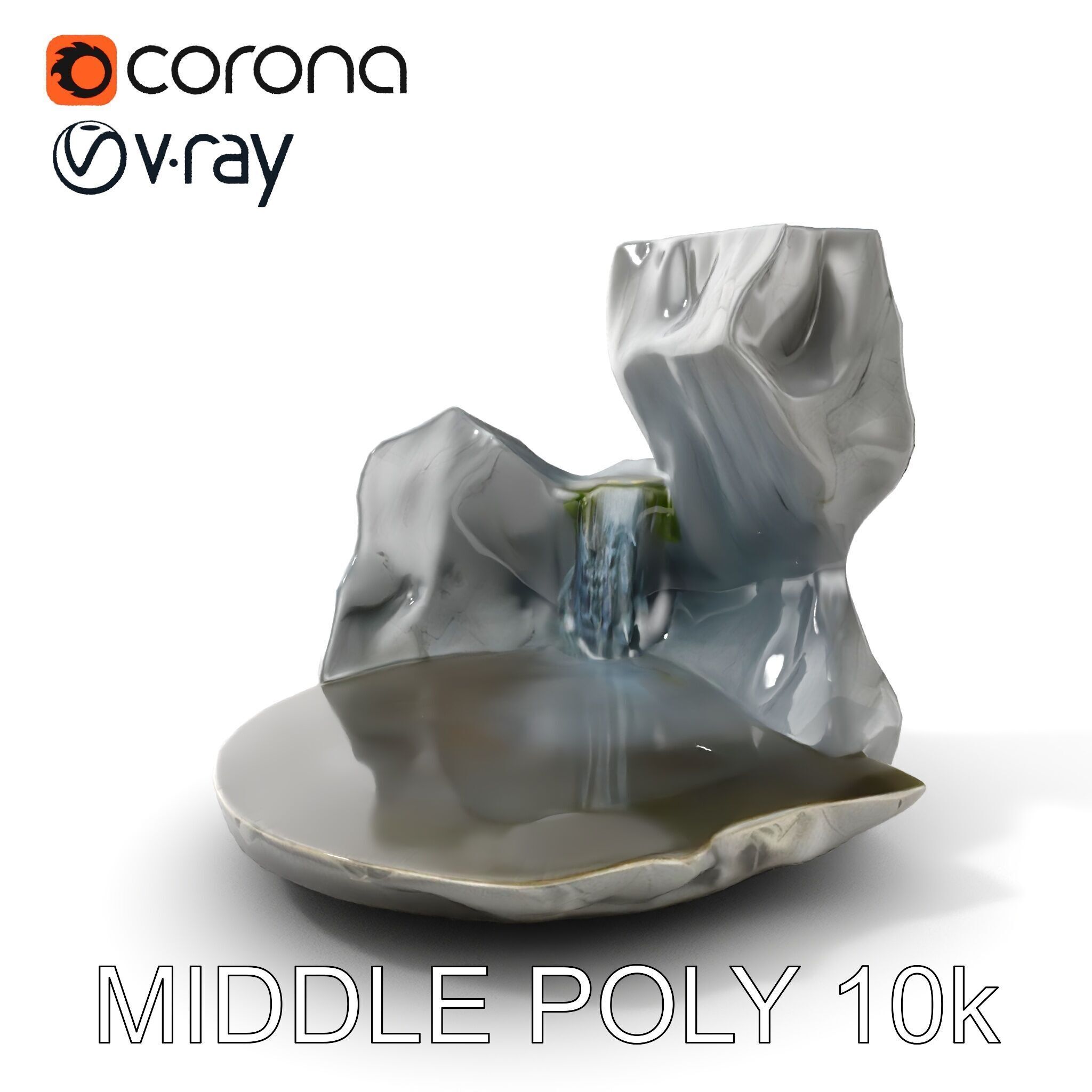 Natural Rock Pool with Waterfall Model Pack Low-poly 3D model_11