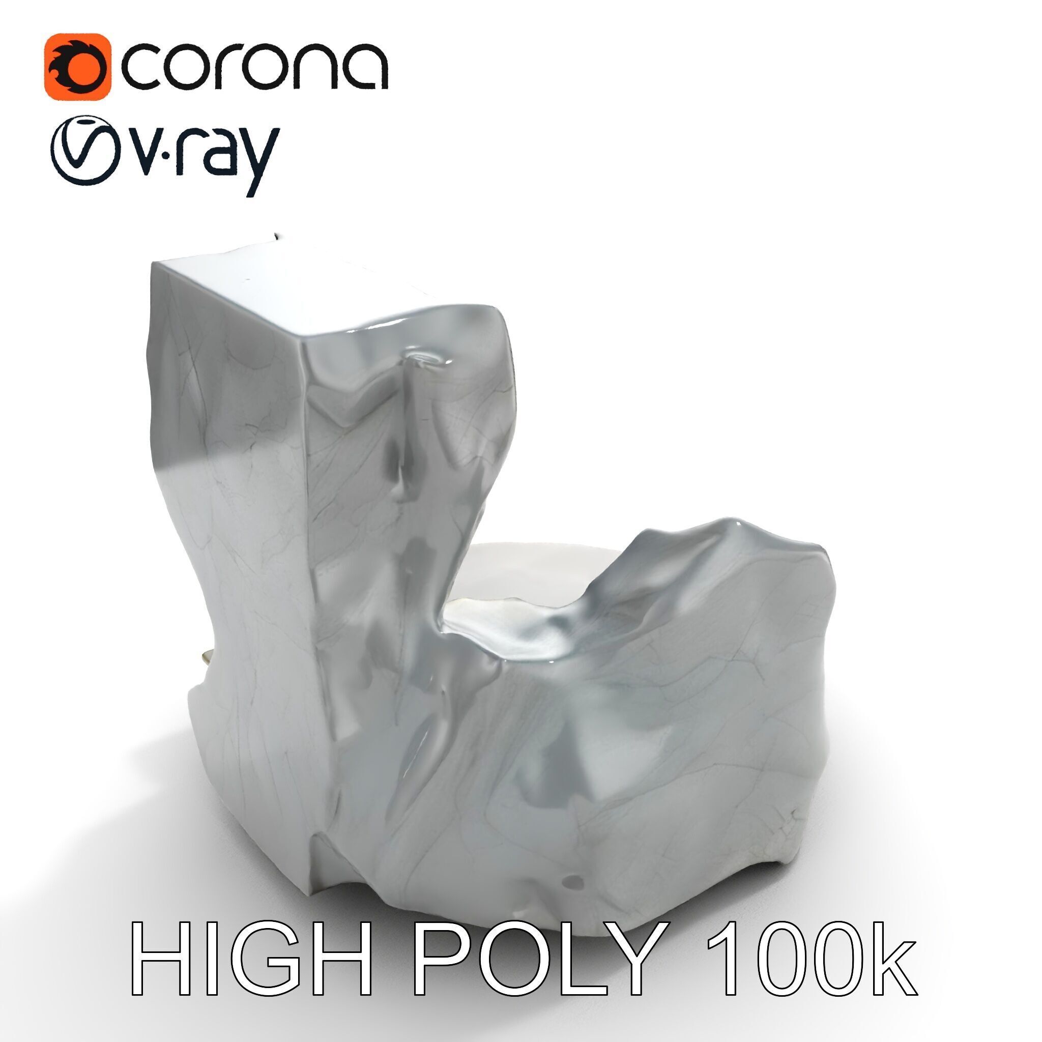 Natural Rock Pool with Waterfall Model Pack Low-poly 3D model_19