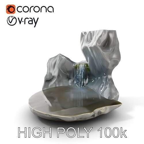 Natural Rock Pool with Waterfall Model Pack Low-poly 3D model