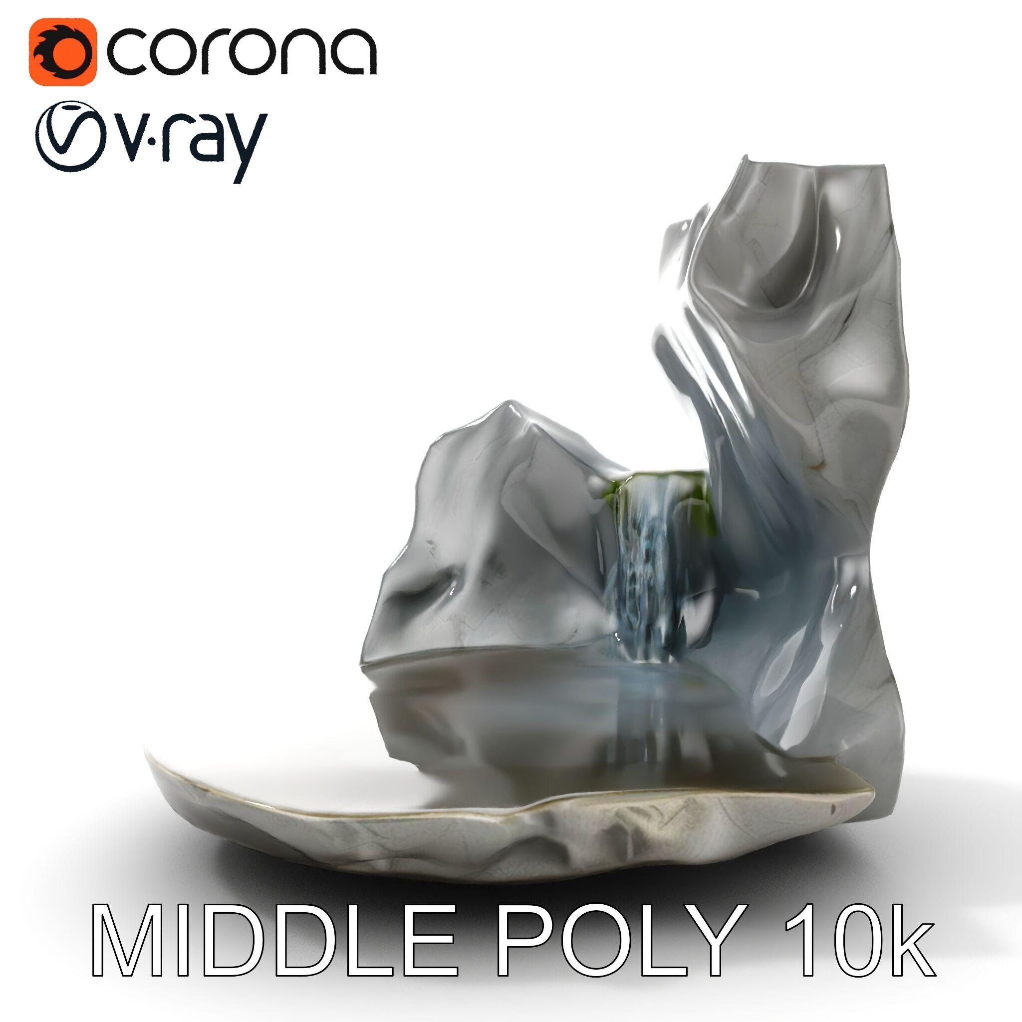 Natural Rock Pool with Waterfall Model Pack Low-poly 3D model_8