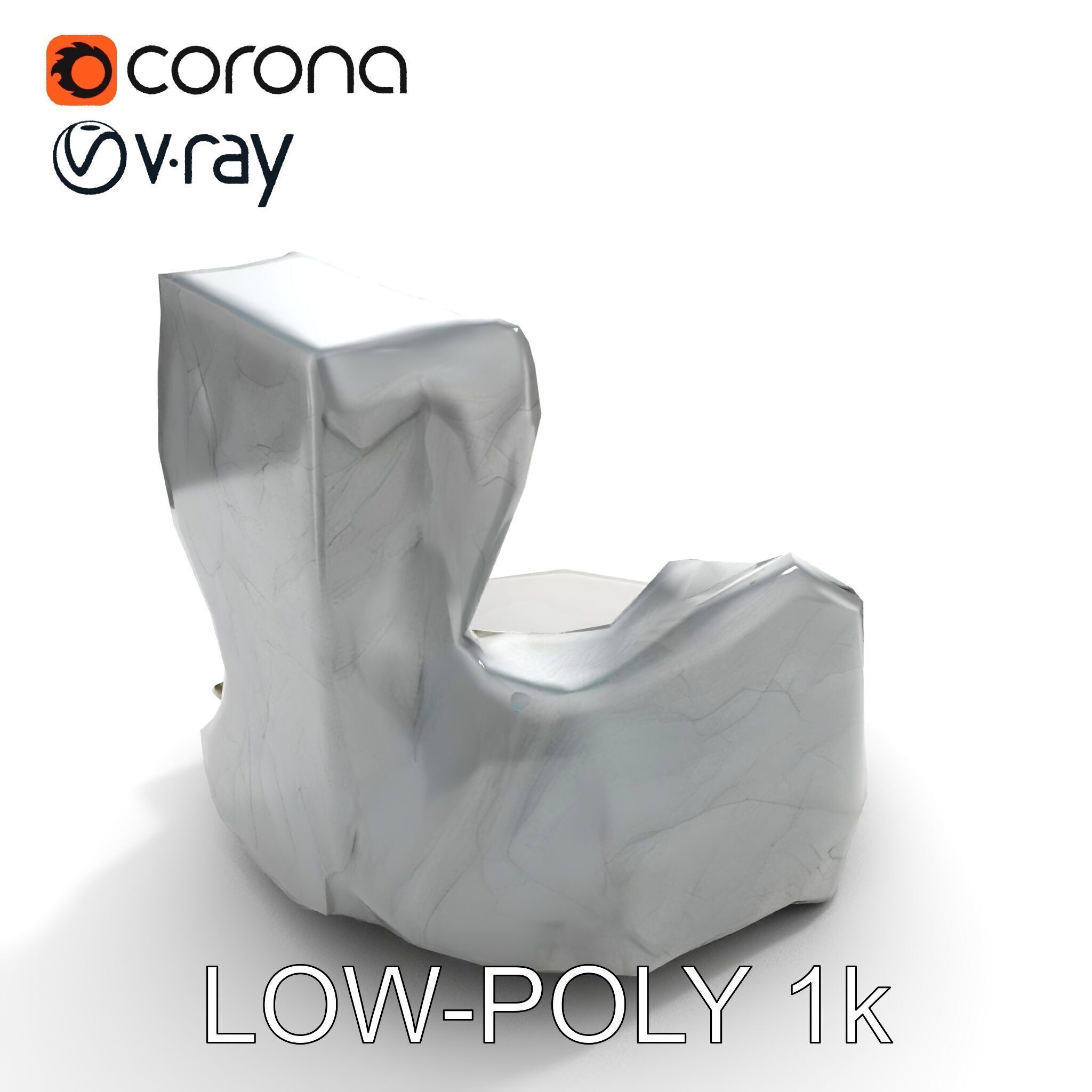 Natural Rock Pool with Waterfall Model Pack Low-poly 3D model_15