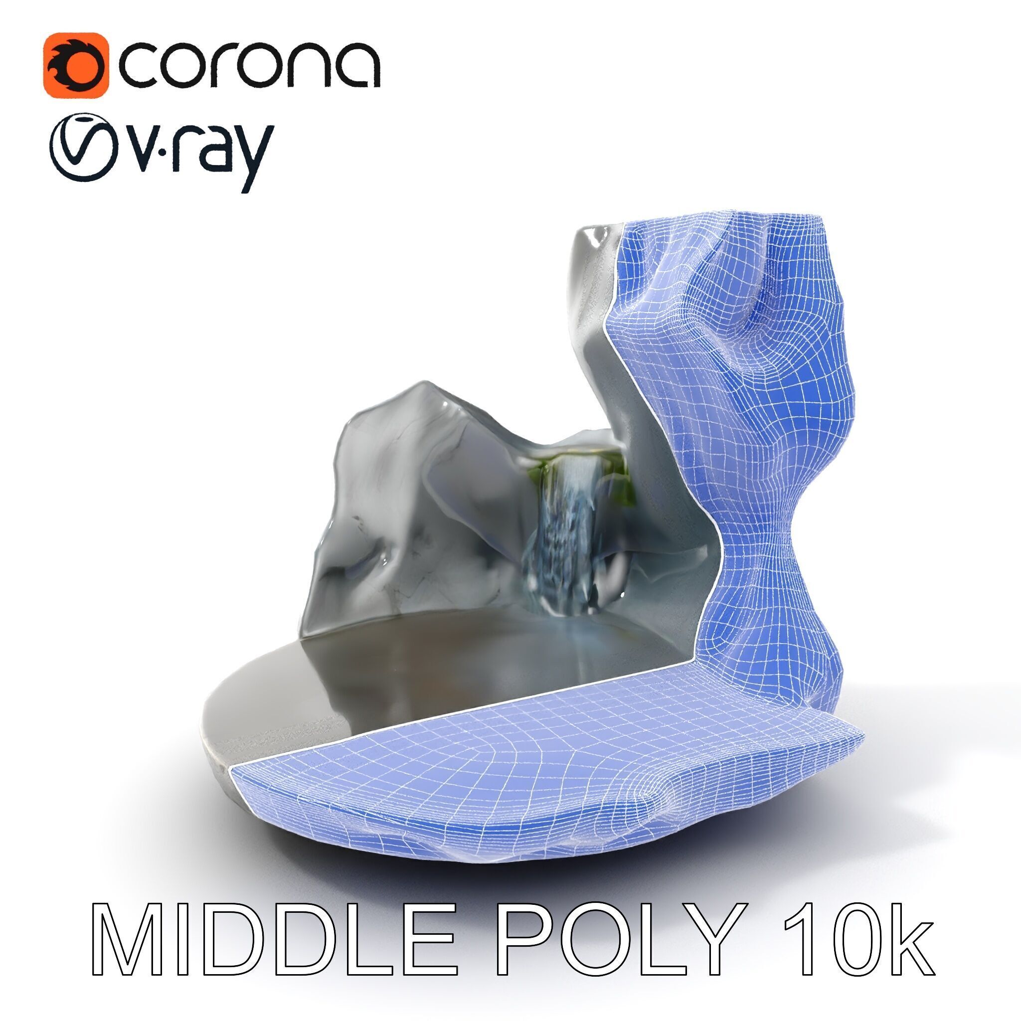 Natural Rock Pool with Waterfall Model Pack Low-poly 3D model_14