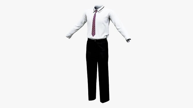 Male School Uniform Low-poly 3D model