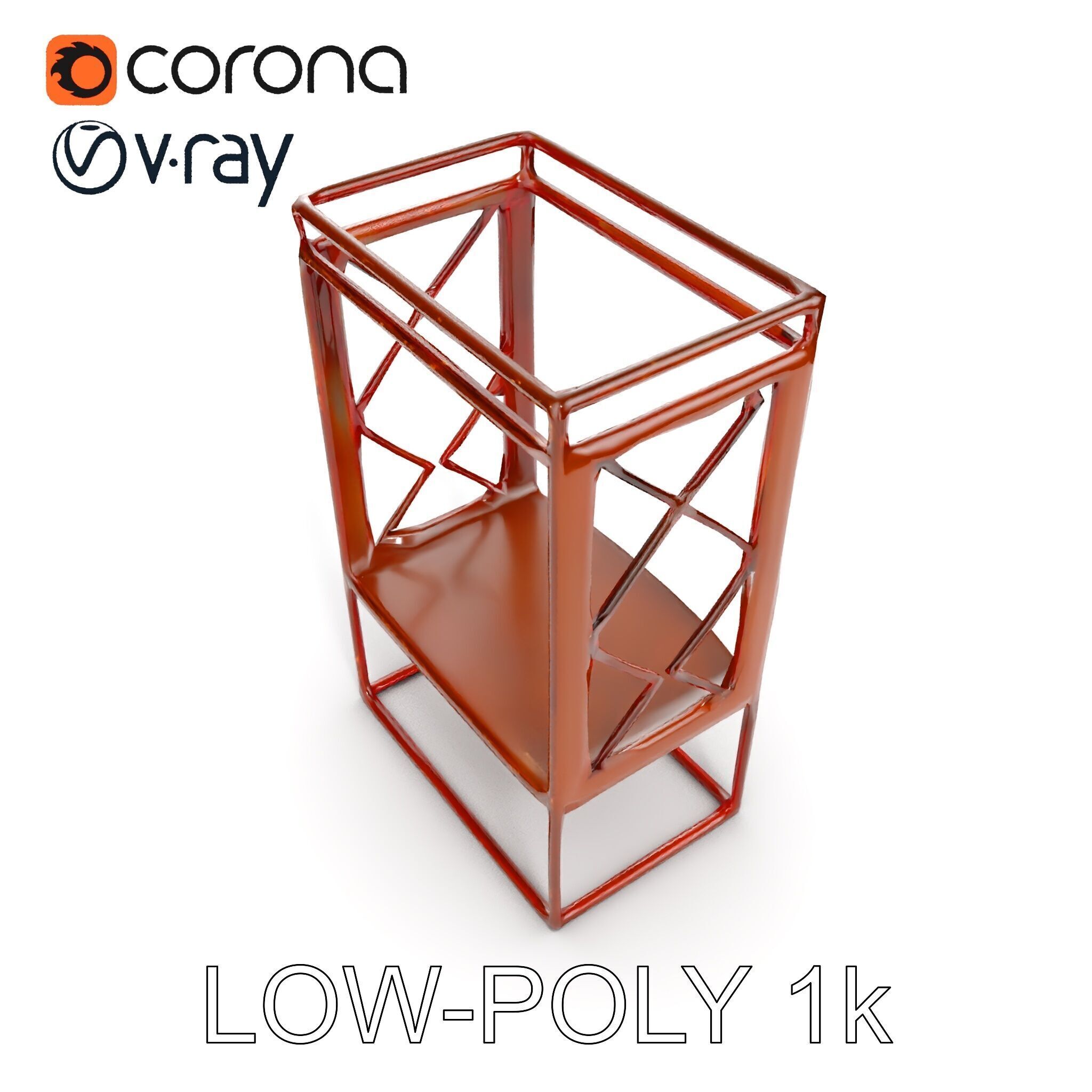 Industrial Rusty Metal Shelf Model Pack Low-poly 3D model_15