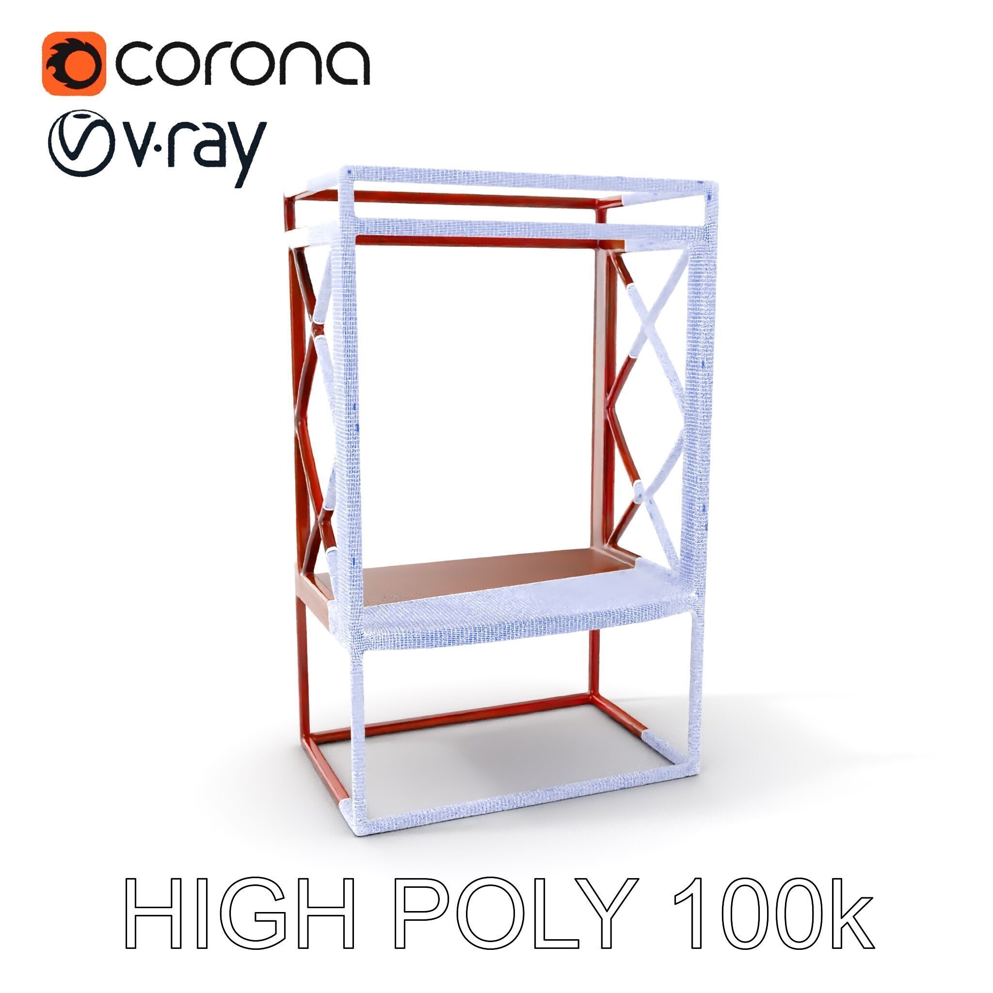 Industrial Rusty Metal Shelf Model Pack Low-poly 3D model_4