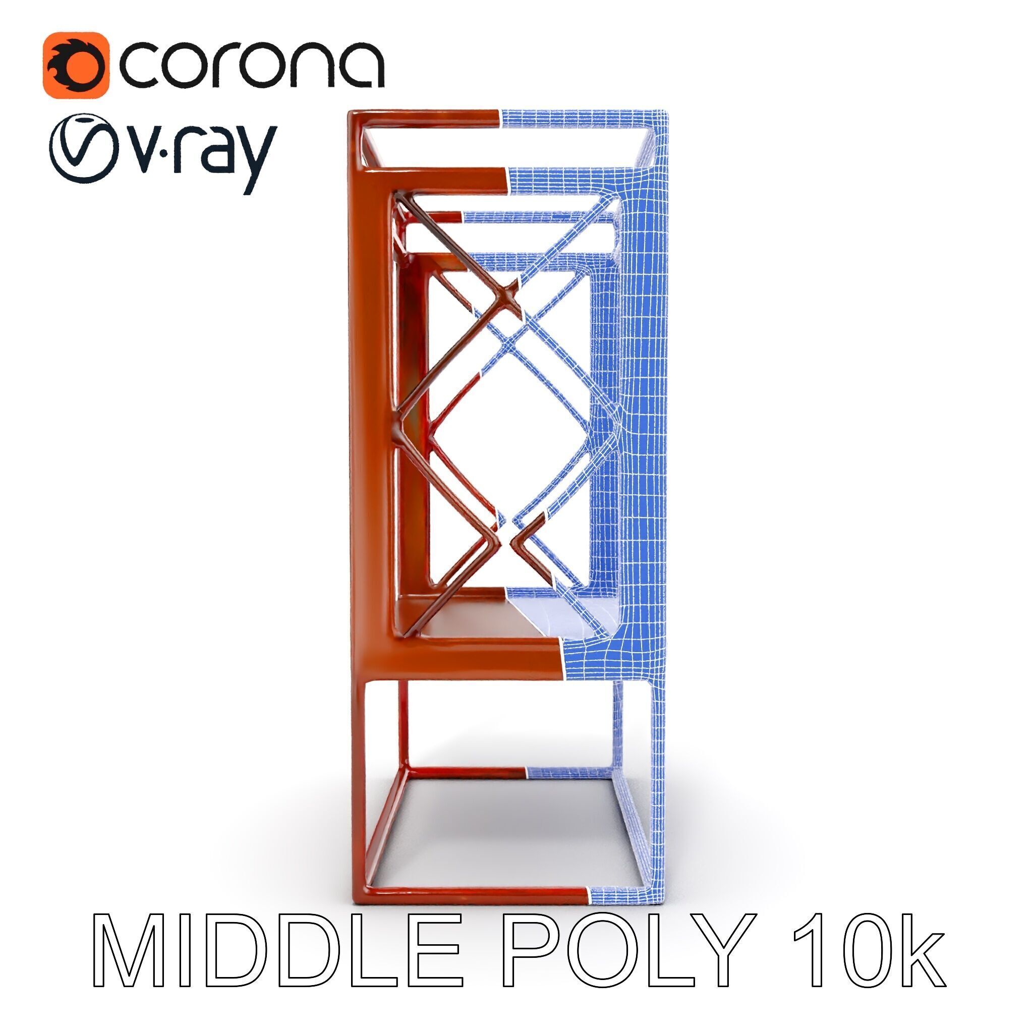Industrial Rusty Metal Shelf Model Pack Low-poly 3D model_30