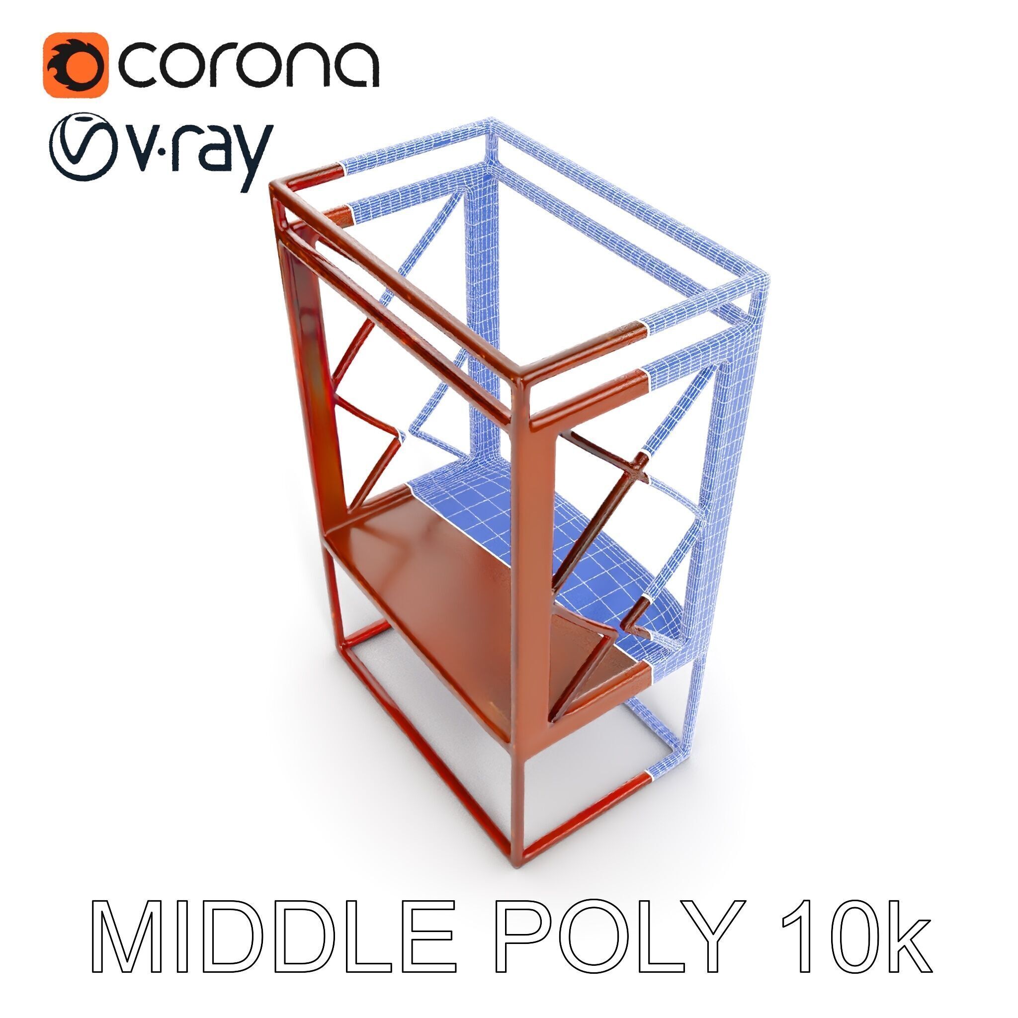 Industrial Rusty Metal Shelf Model Pack Low-poly 3D model_27