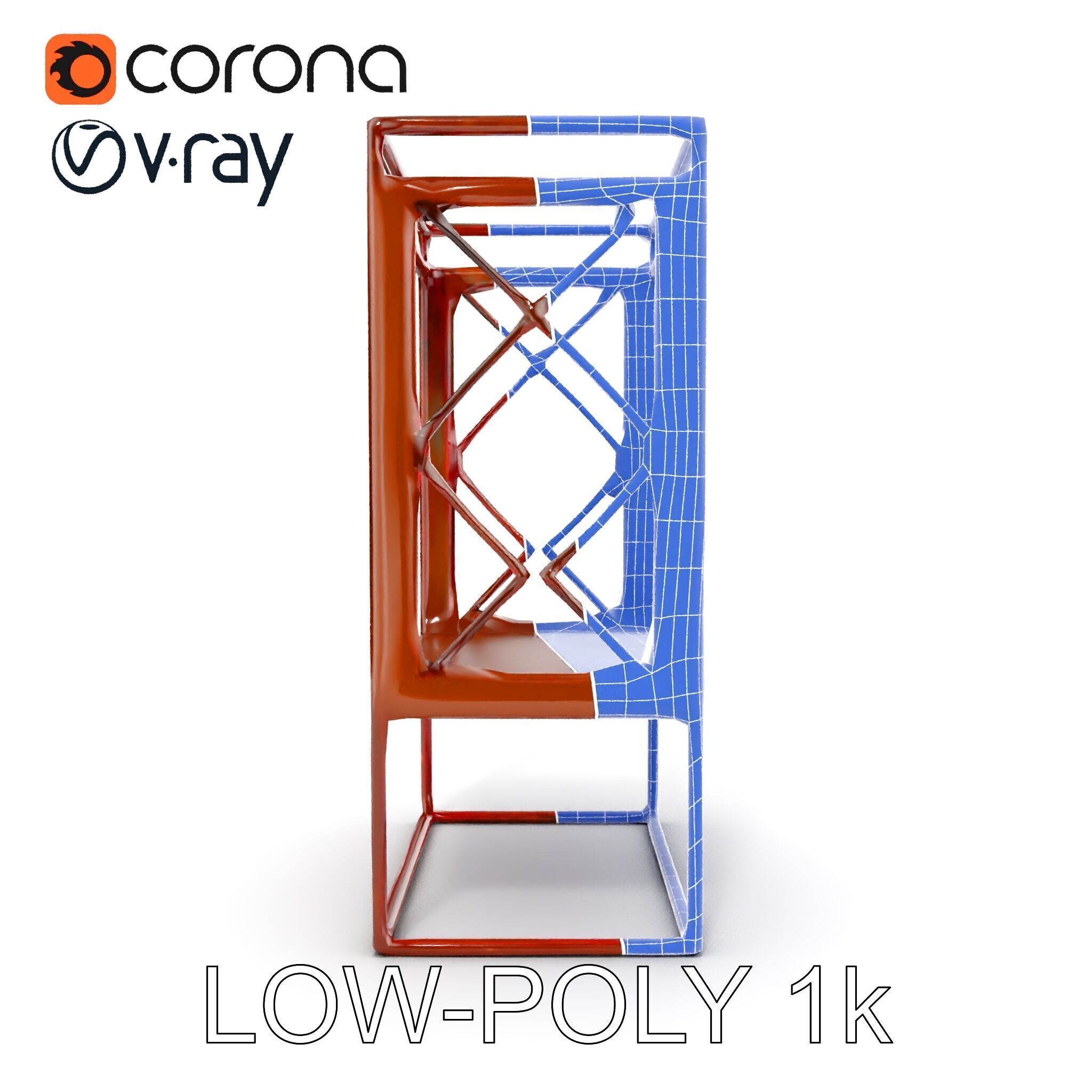 Industrial Rusty Metal Shelf Model Pack Low-poly 3D model_28