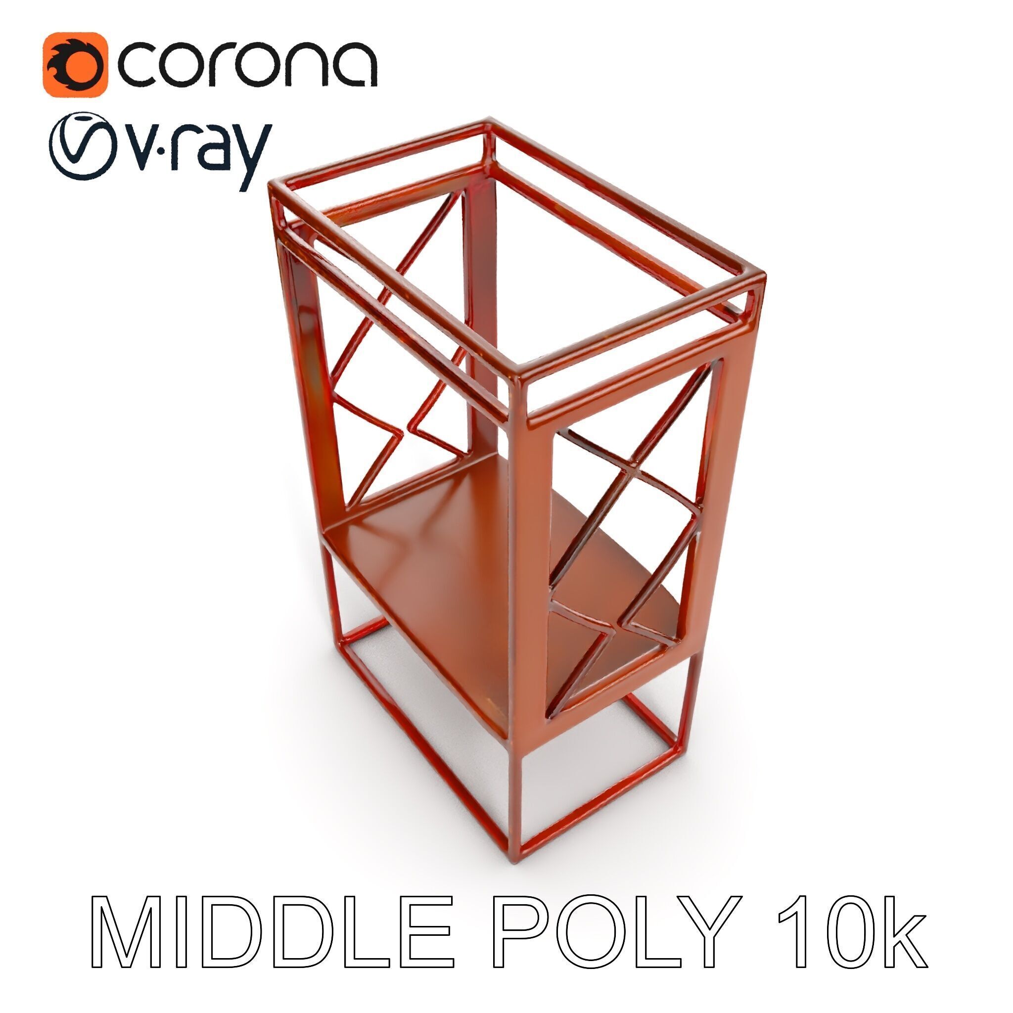 Industrial Rusty Metal Shelf Model Pack Low-poly 3D model_8