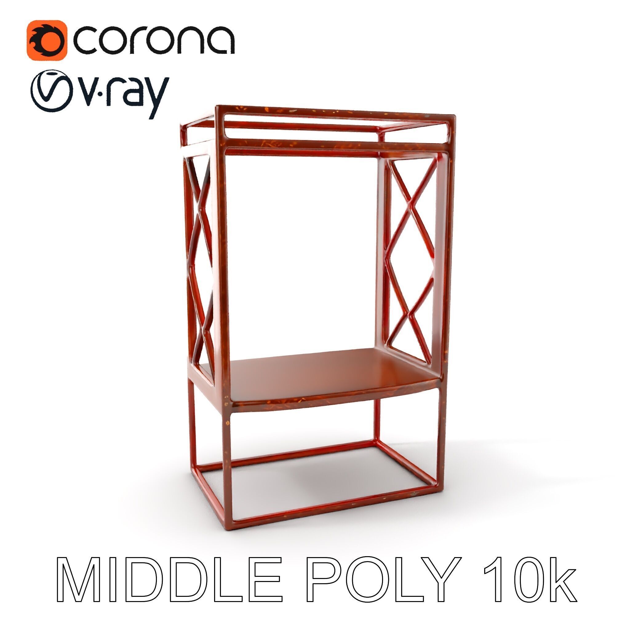 Industrial Rusty Metal Shelf Model Pack Low-poly 3D model_6