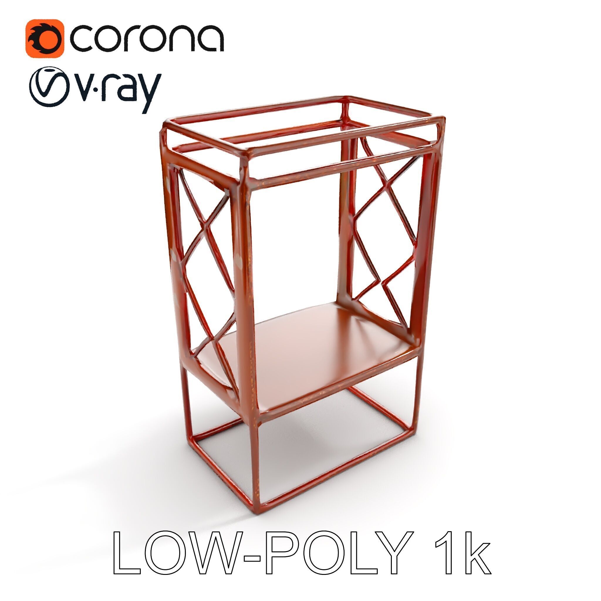 Industrial Rusty Metal Shelf Model Pack Low-poly 3D model_7