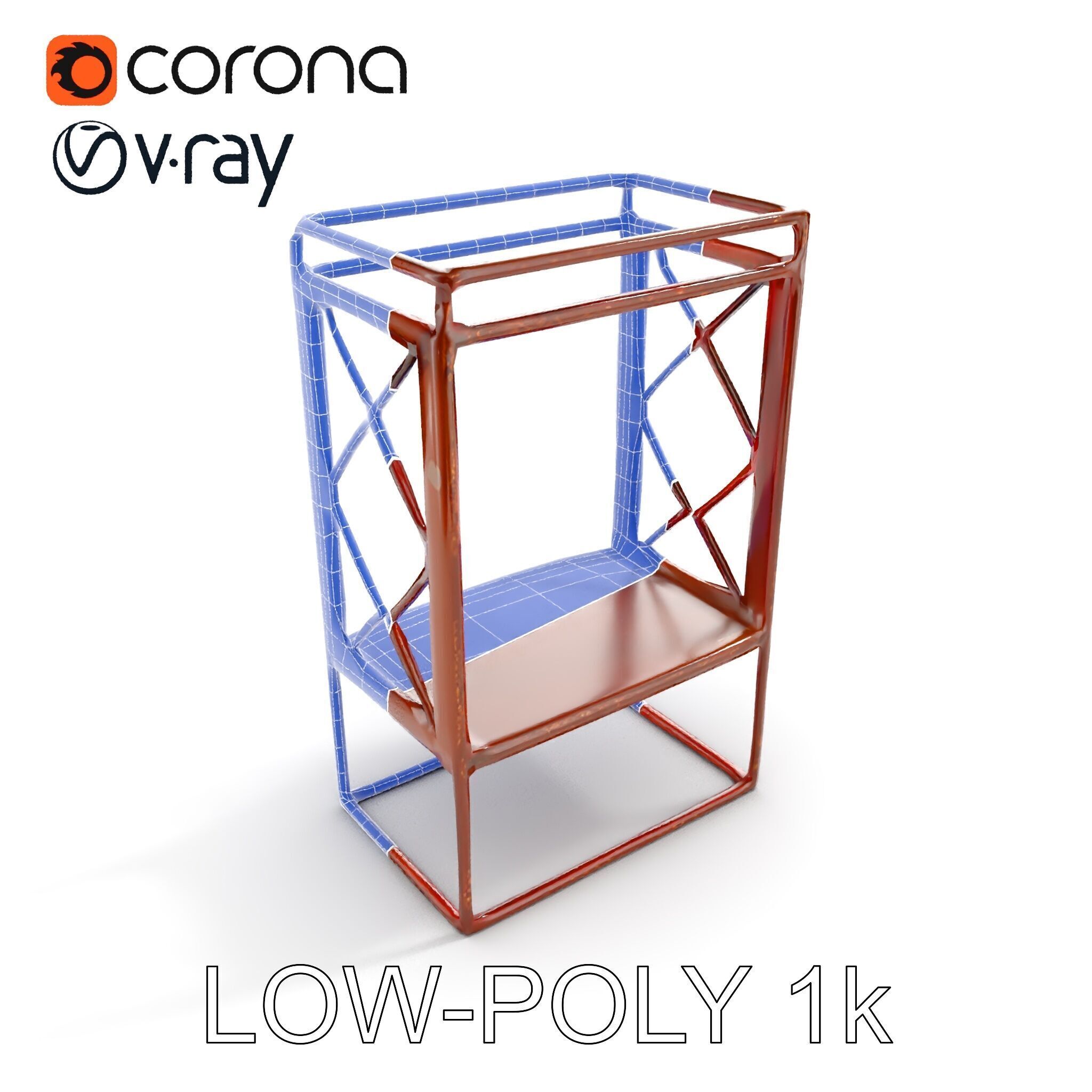 Industrial Rusty Metal Shelf Model Pack Low-poly 3D model_18