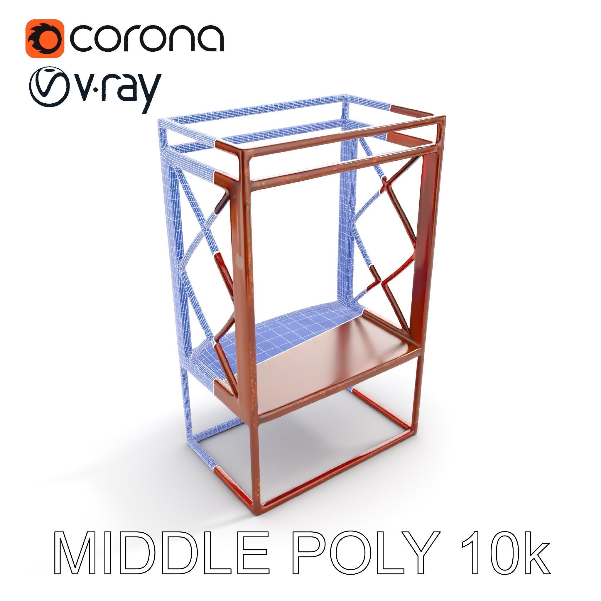 Industrial Rusty Metal Shelf Model Pack Low-poly 3D model_22