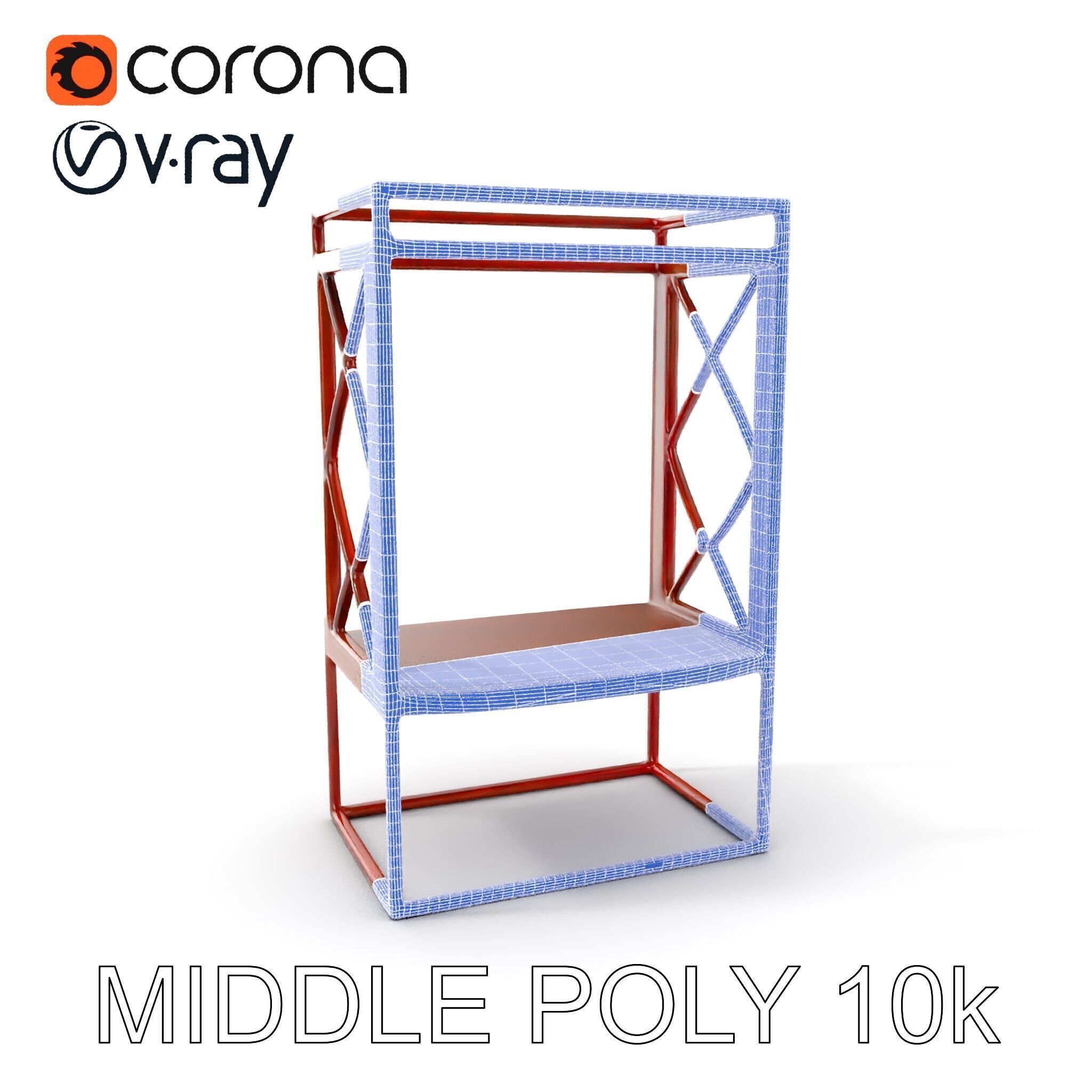 Industrial Rusty Metal Shelf Model Pack Low-poly 3D model_14