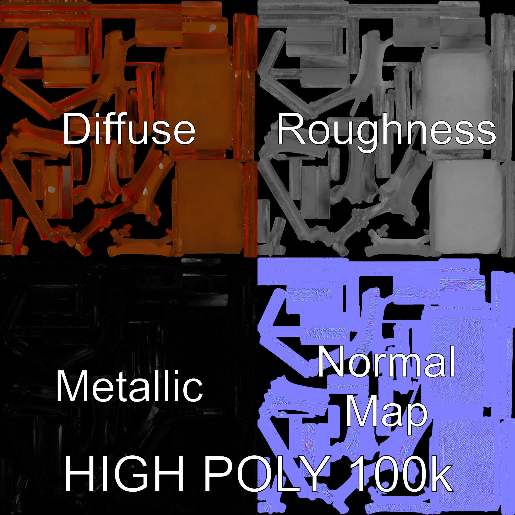 Industrial Rusty Metal Shelf Model Pack Low-poly 3D model_3