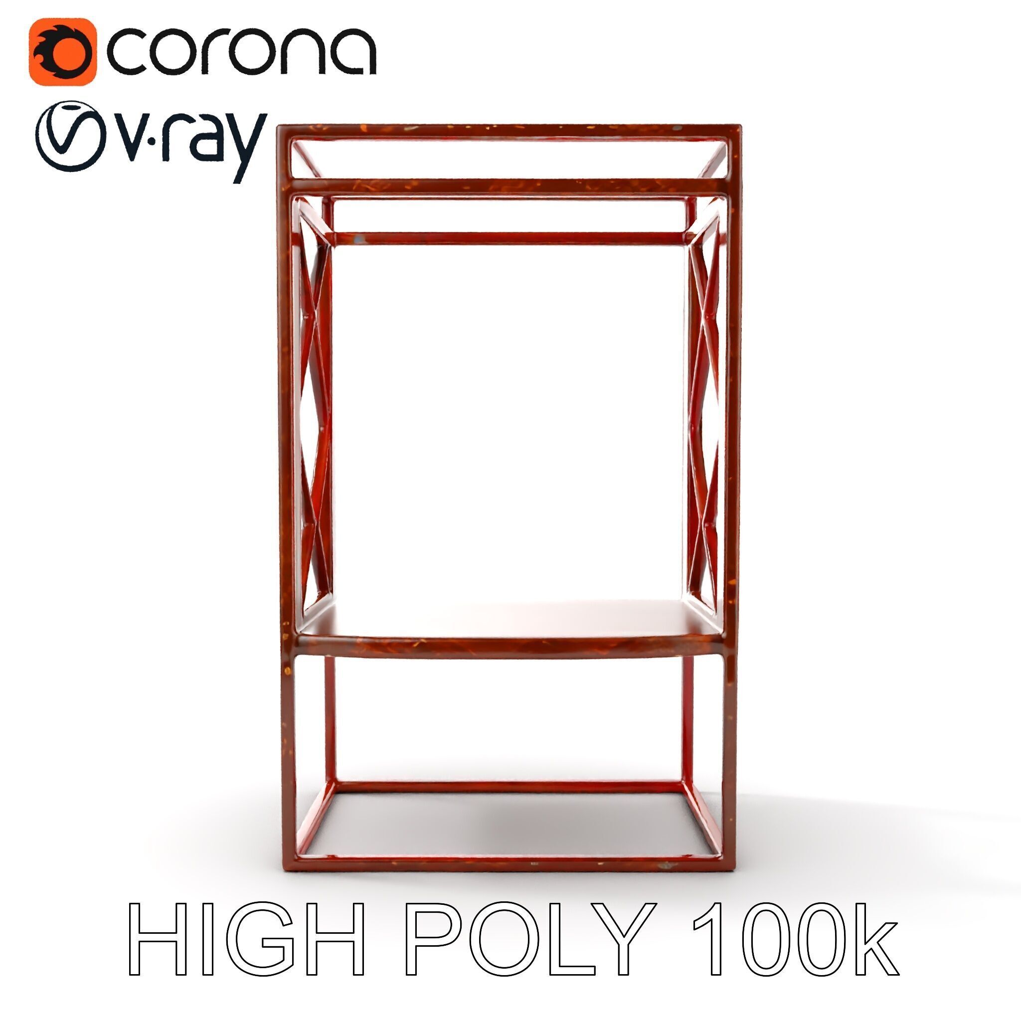 Industrial Rusty Metal Shelf Model Pack Low-poly 3D model_13