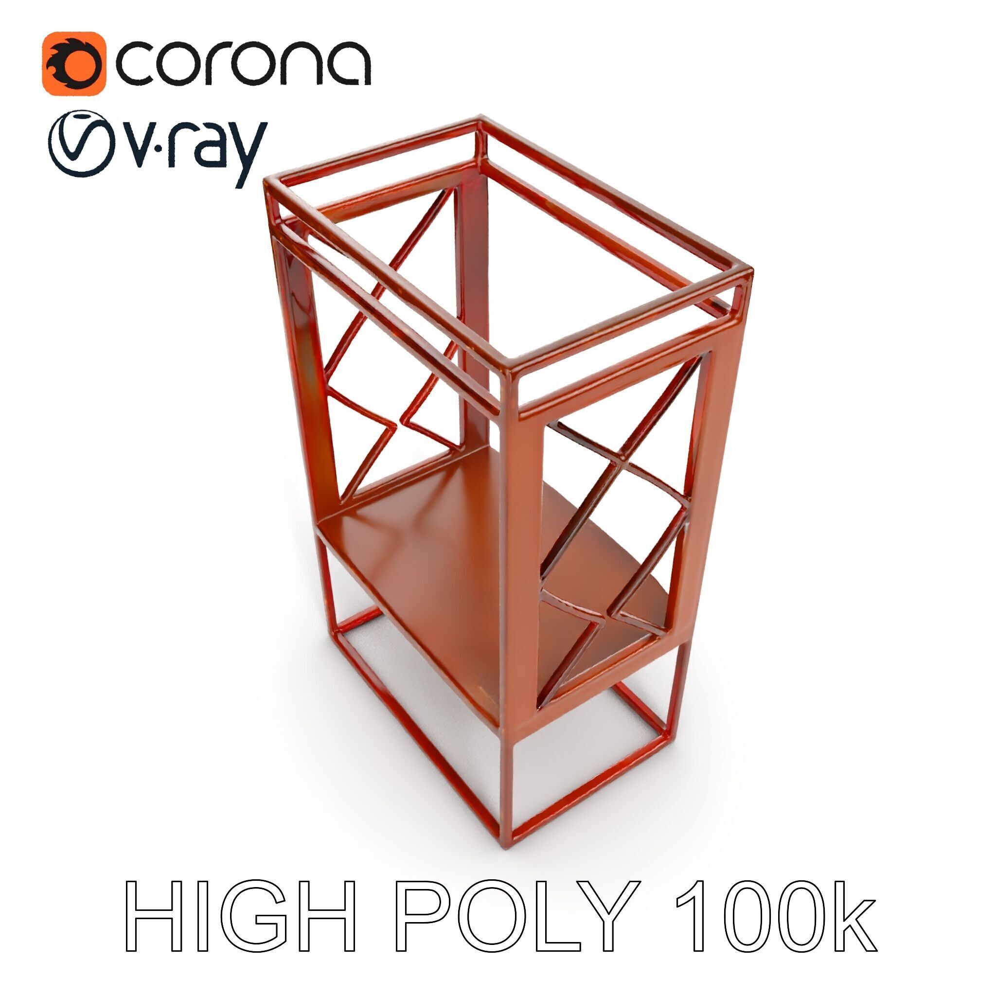 Industrial Rusty Metal Shelf Model Pack Low-poly 3D model_10