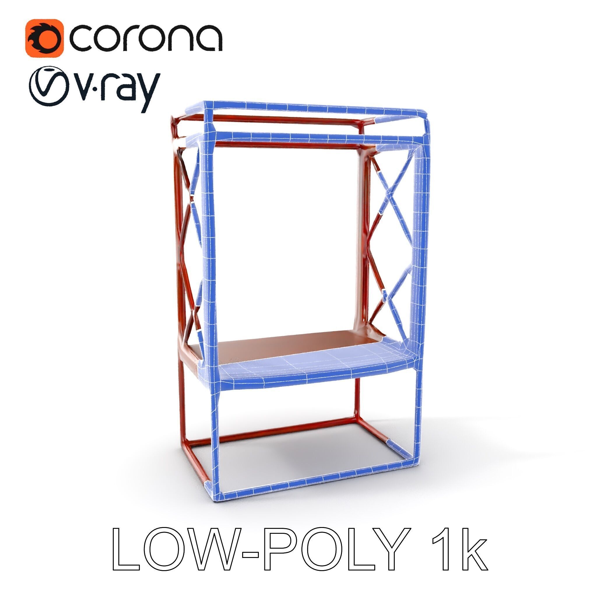 Industrial Rusty Metal Shelf Model Pack Low-poly 3D model_23