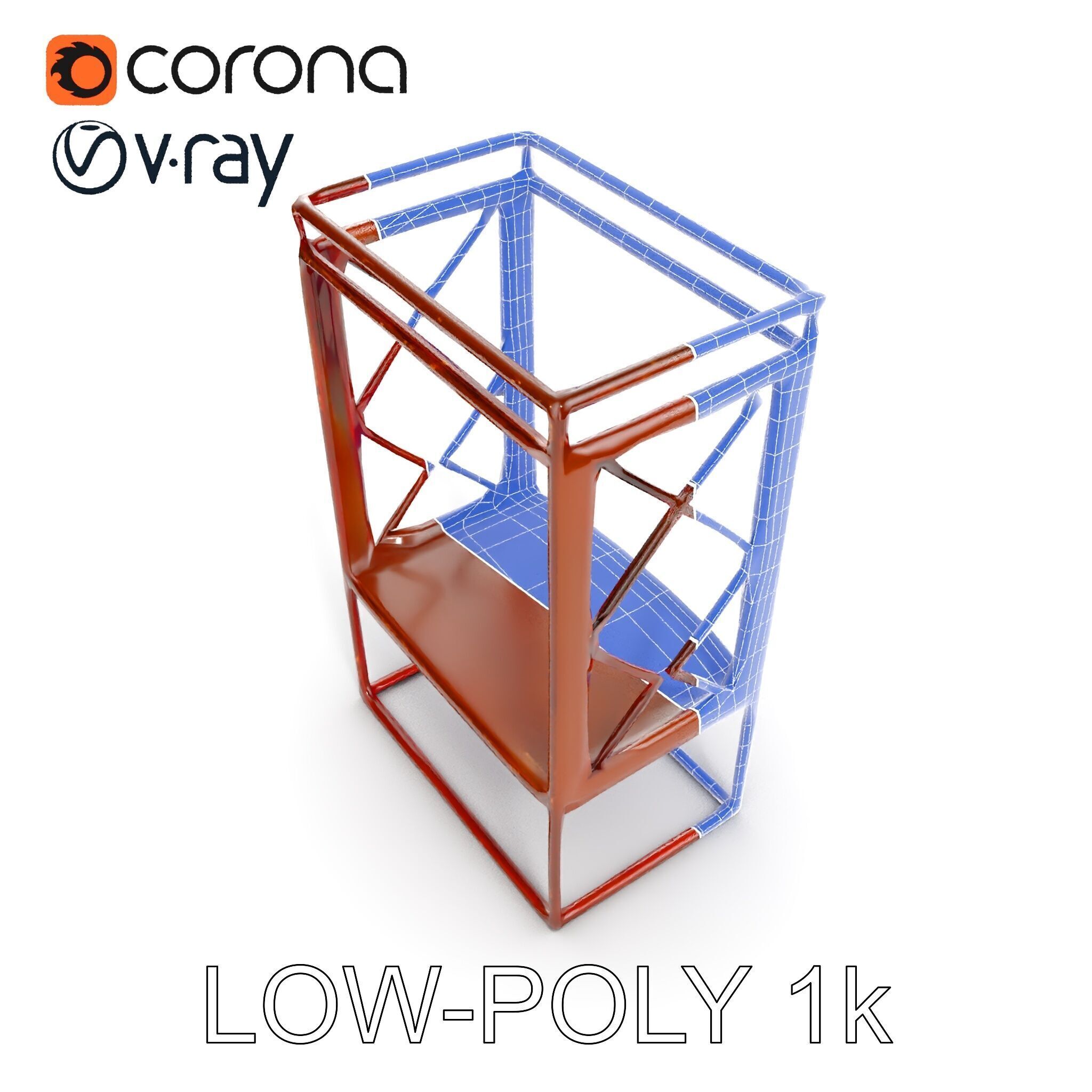 Industrial Rusty Metal Shelf Model Pack Low-poly 3D model_20