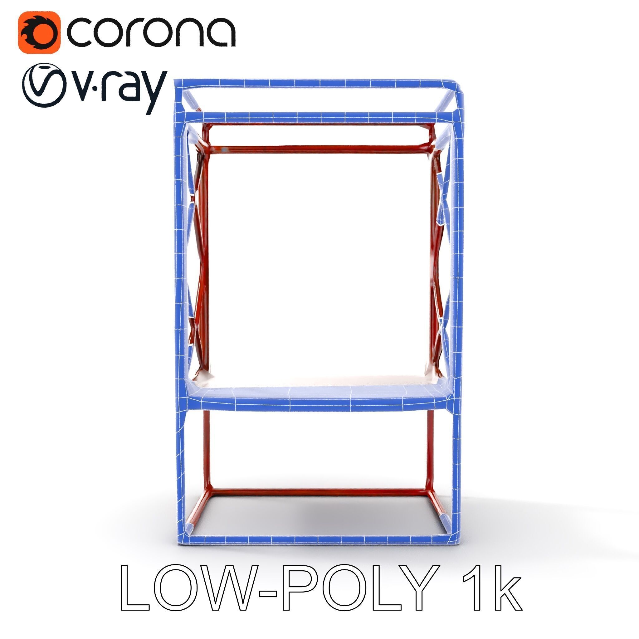 Industrial Rusty Metal Shelf Model Pack Low-poly 3D model_31