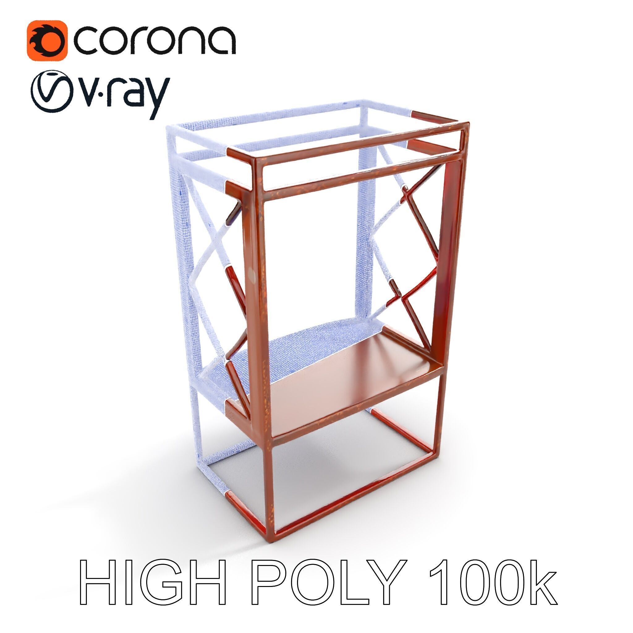 Industrial Rusty Metal Shelf Model Pack Low-poly 3D model_21