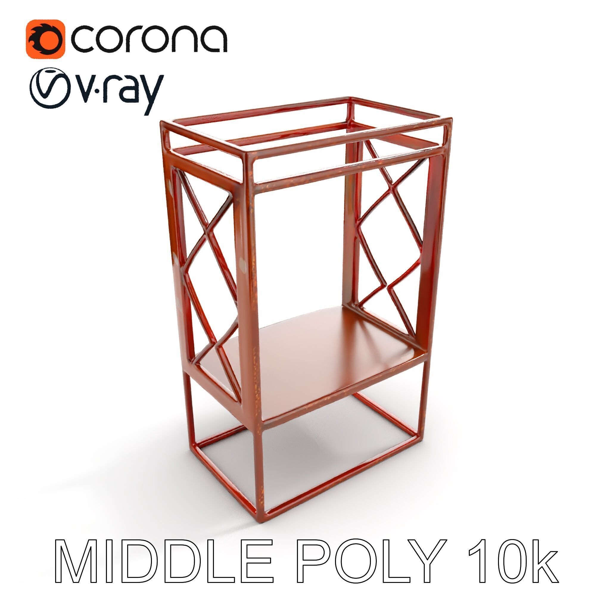 Industrial Rusty Metal Shelf Model Pack Low-poly 3D model_11