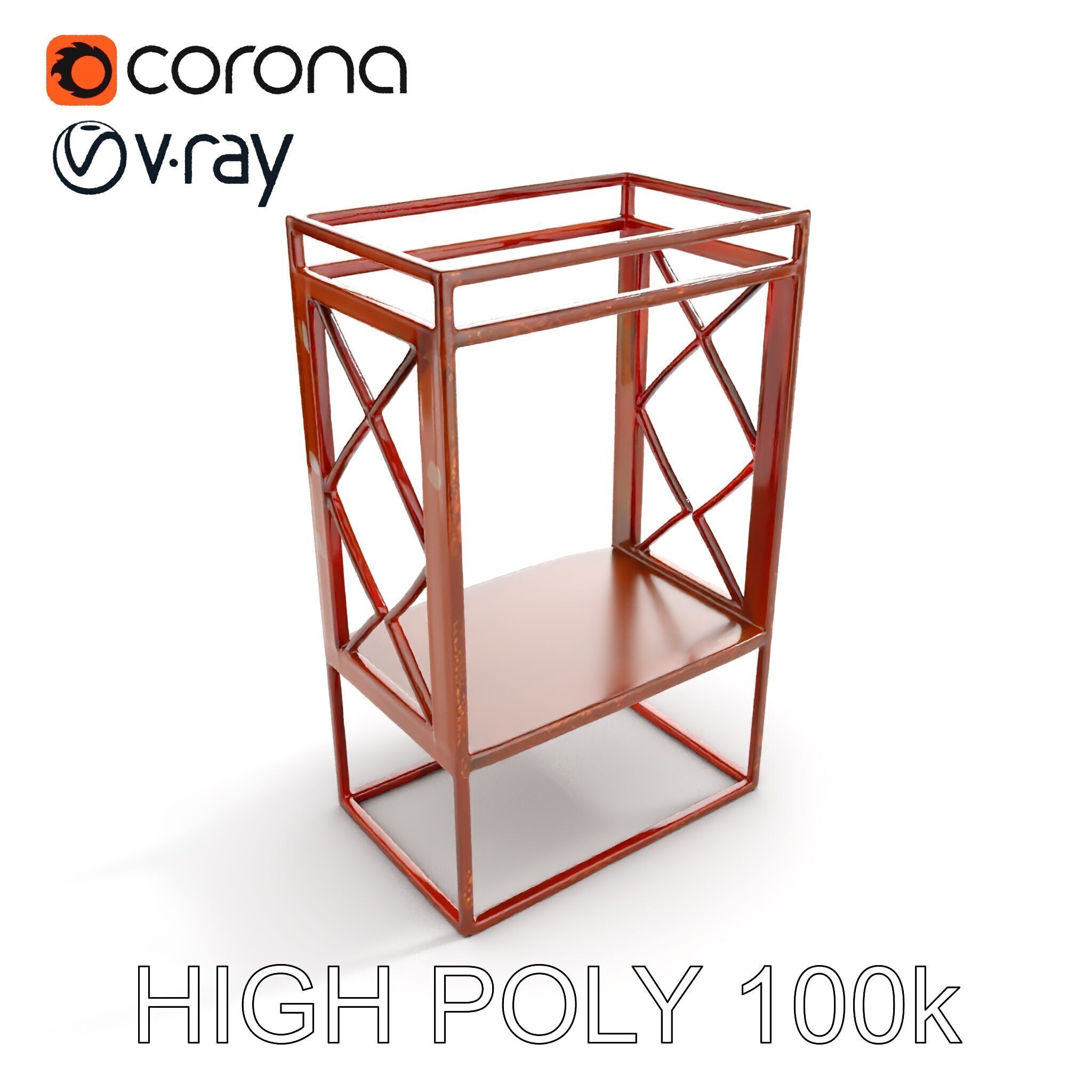Industrial Rusty Metal Shelf Model Pack Low-poly 3D model_16