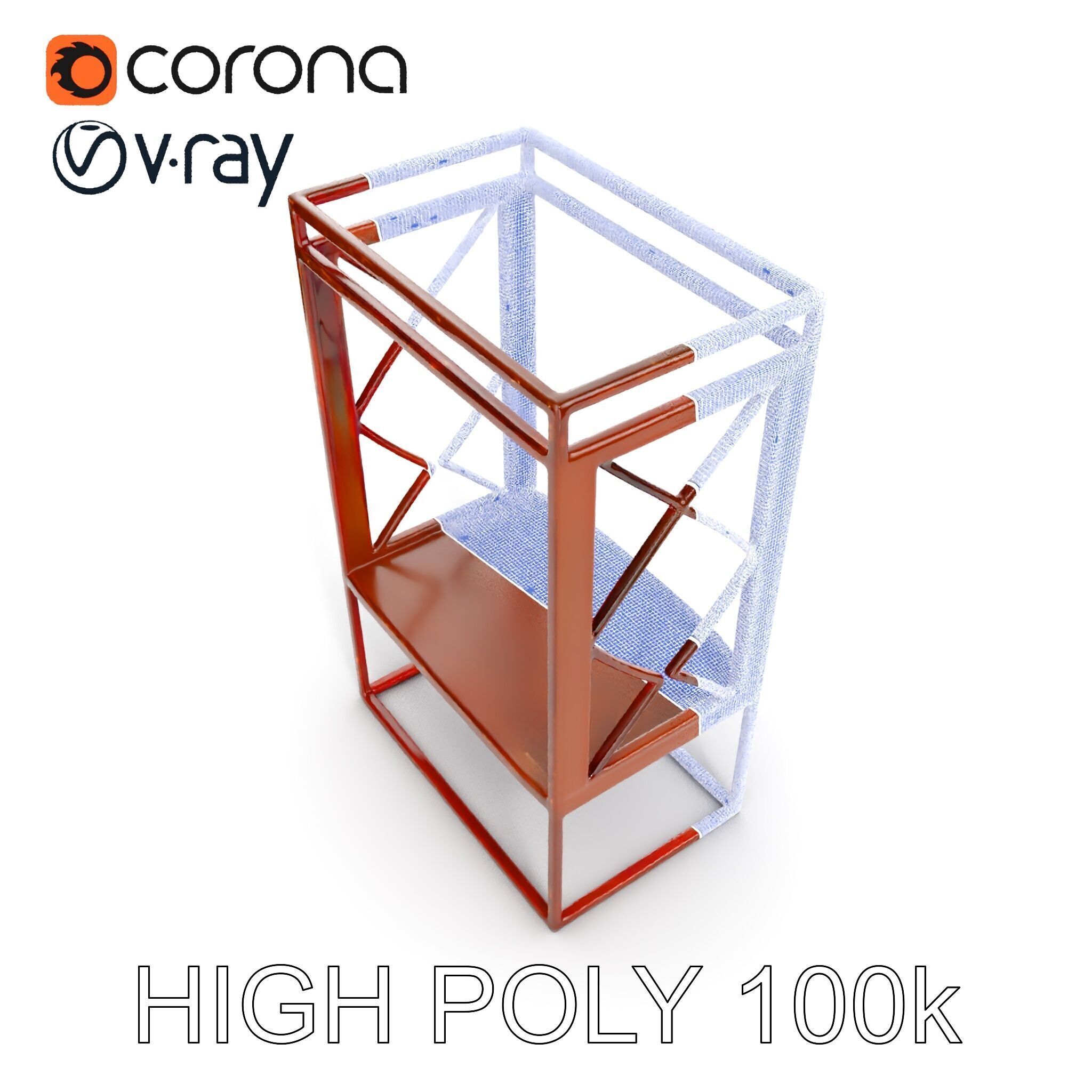Industrial Rusty Metal Shelf Model Pack Low-poly 3D model_24
