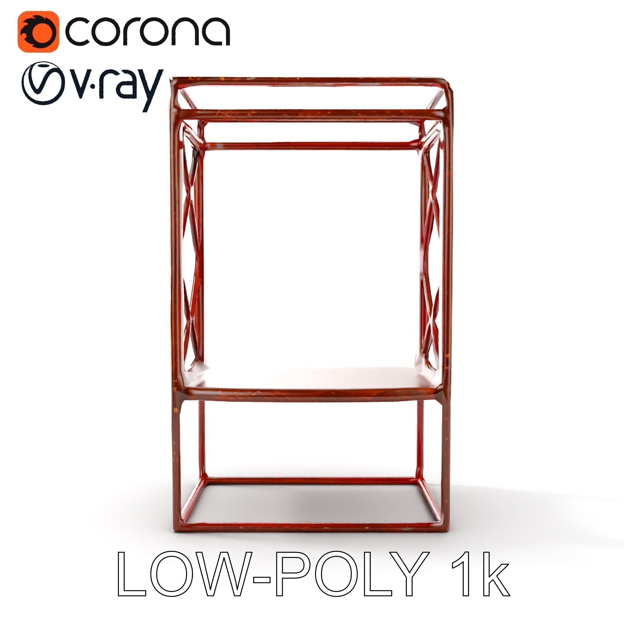 Industrial Rusty Metal Shelf Model Pack Low-poly 3D model_12