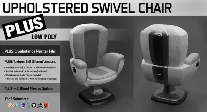 Upholstered Swivel Chair - PLUS Plan Low-poly 3D model