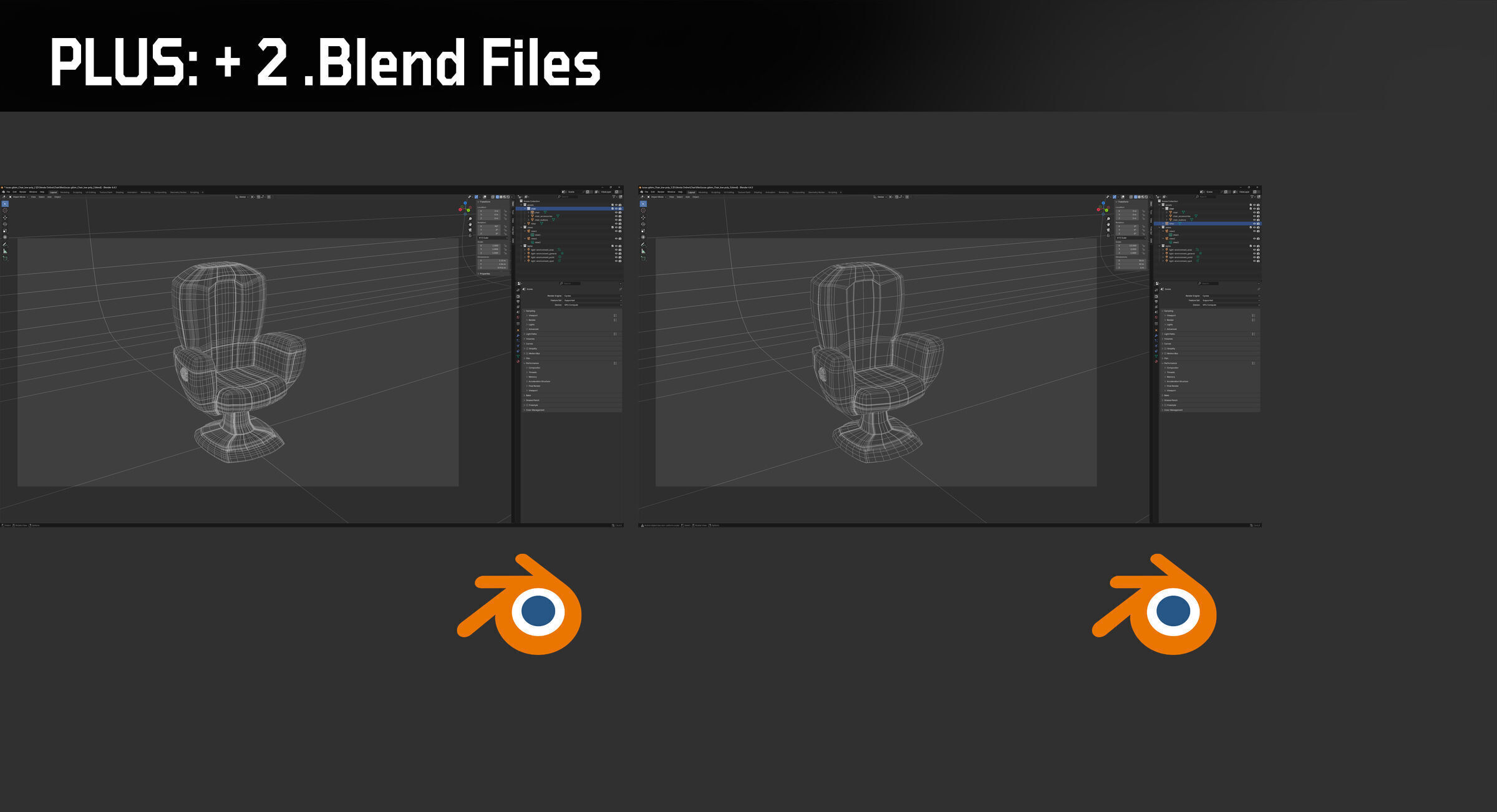 Upholstered Swivel Chair - PLUS Plan Low-poly 3D model_4