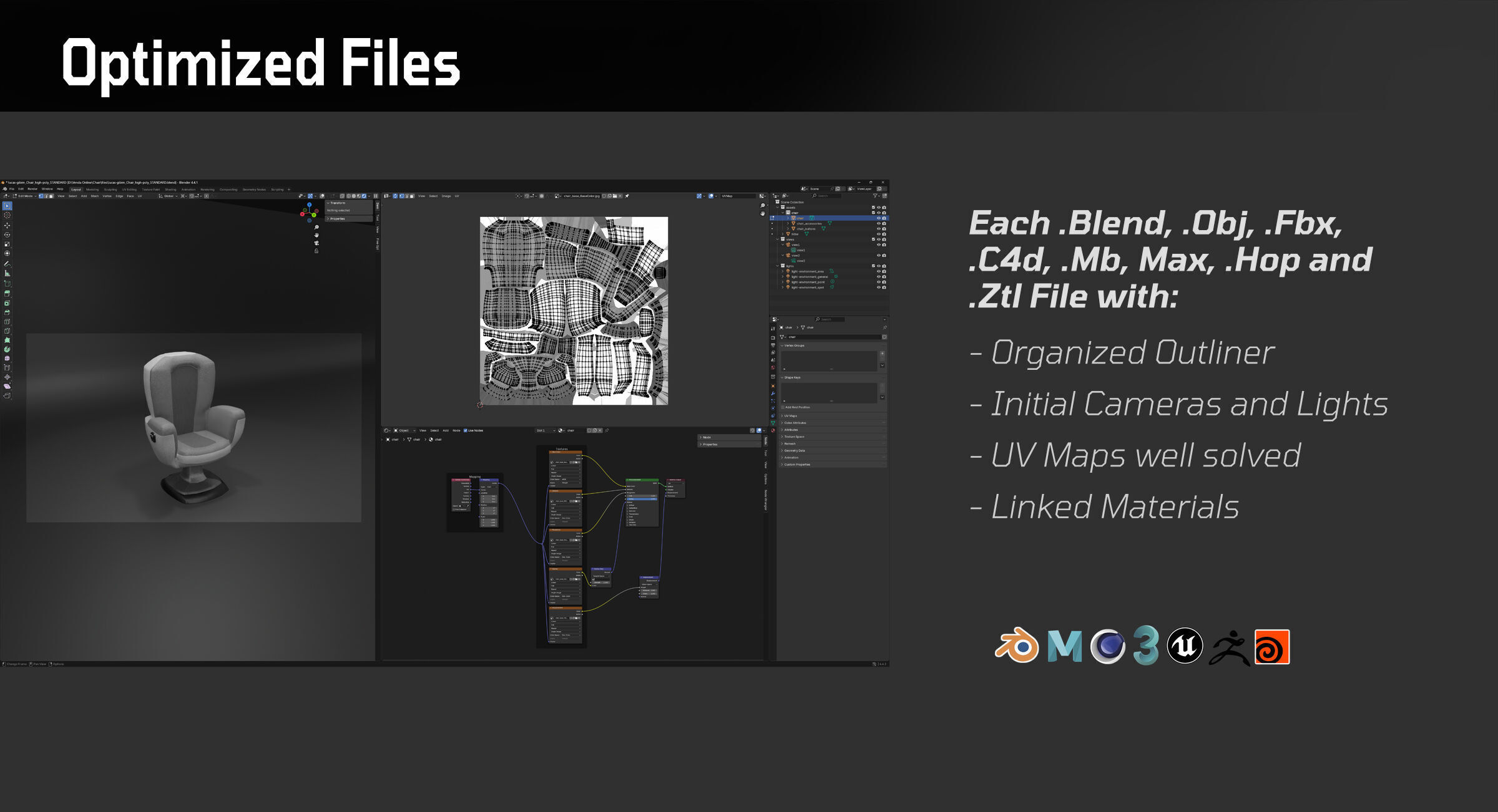 Upholstered Swivel Chair - PLUS Plan Low-poly 3D model_8