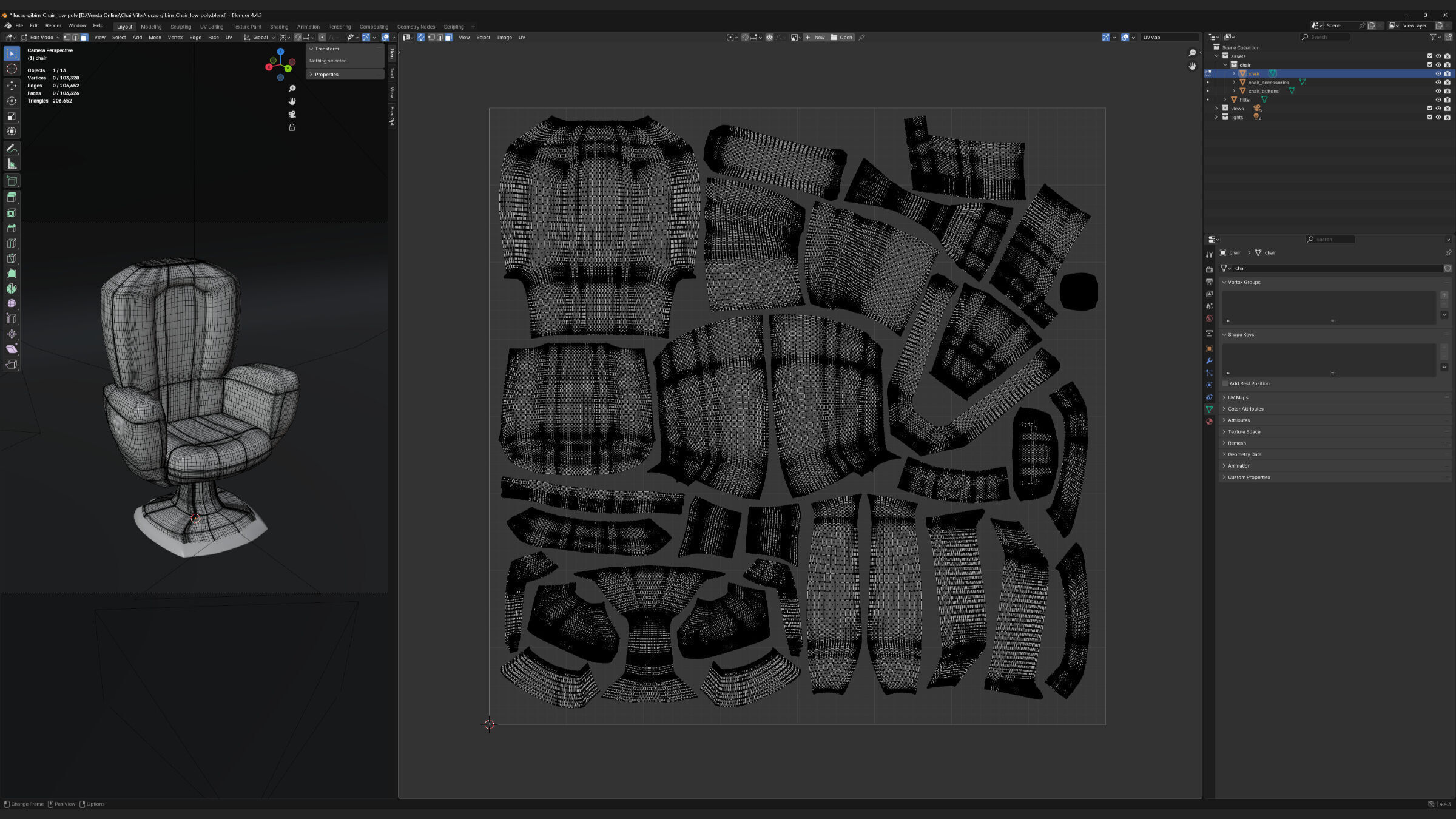 Upholstered Swivel Chair - PLUS Plan Low-poly 3D model_21