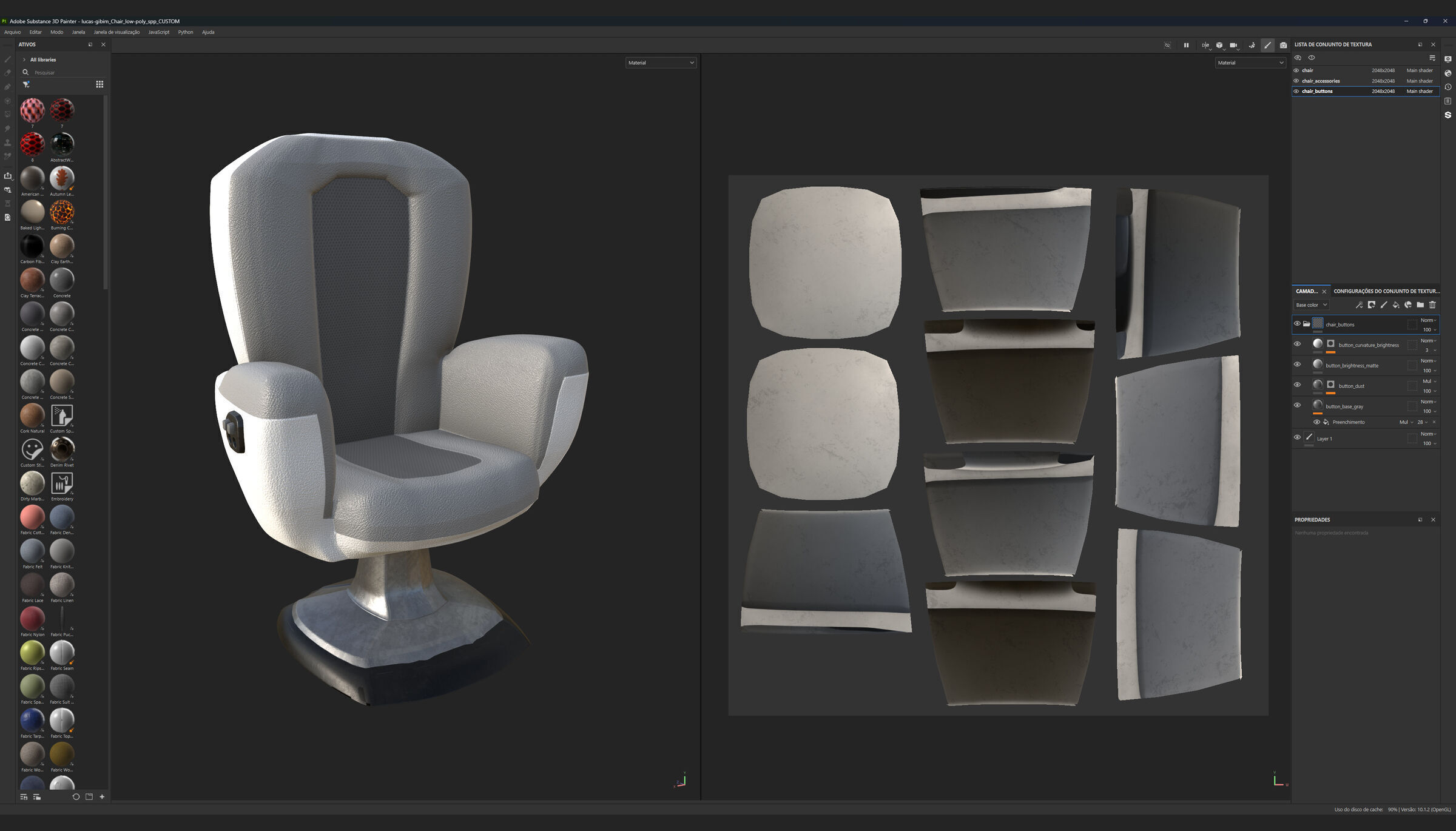 Upholstered Swivel Chair - PLUS Plan Low-poly 3D model_20