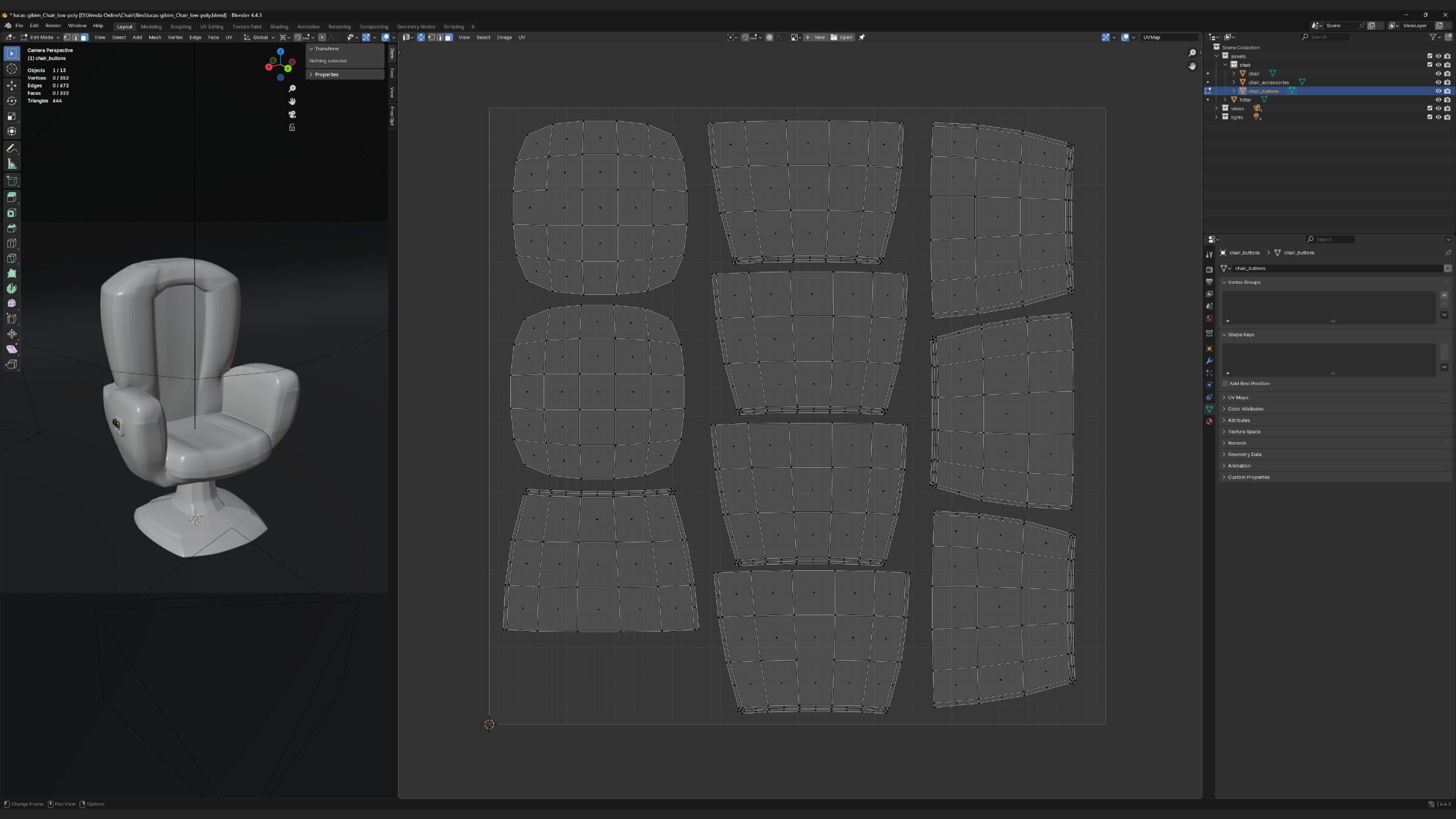 Upholstered Swivel Chair - PLUS Plan Low-poly 3D model_23
