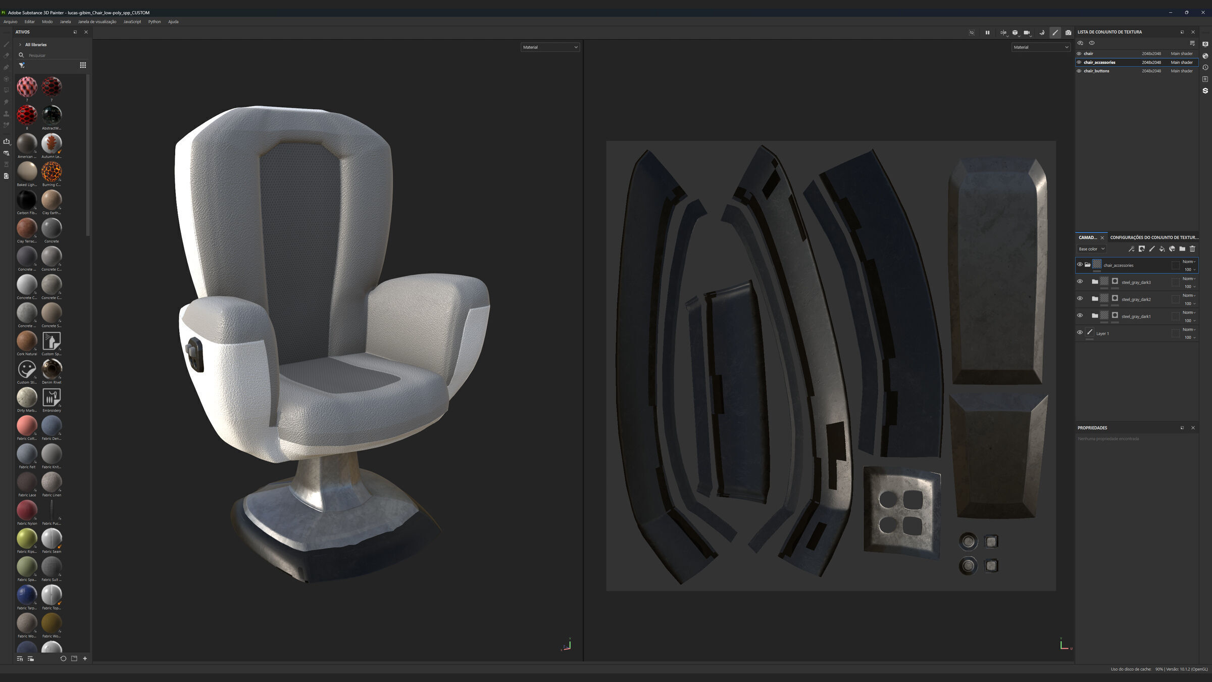 Upholstered Swivel Chair - PLUS Plan Low-poly 3D model_19