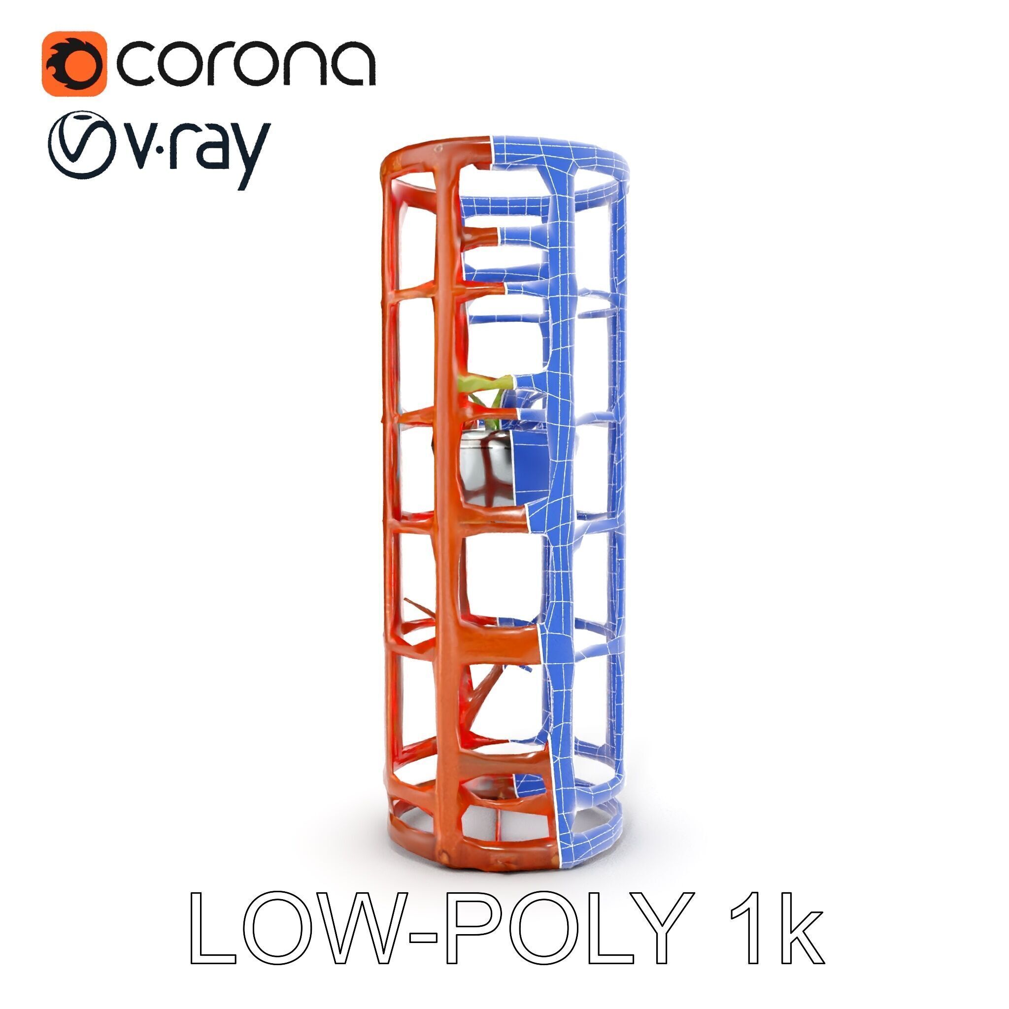 Rustic Metal Plant Stand Model Pack Low-poly 3D model_28