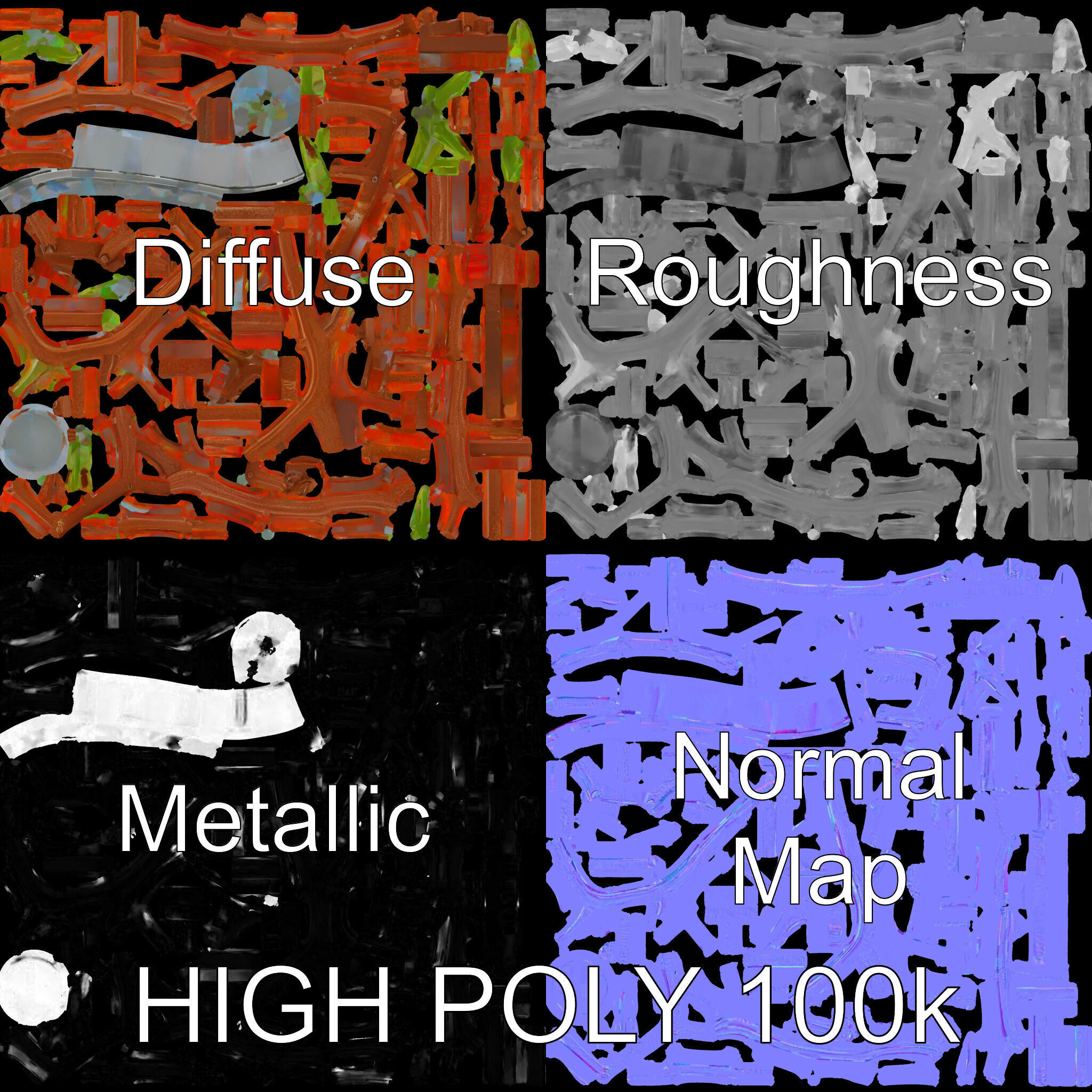 Rustic Metal Plant Stand Model Pack Low-poly 3D model_3