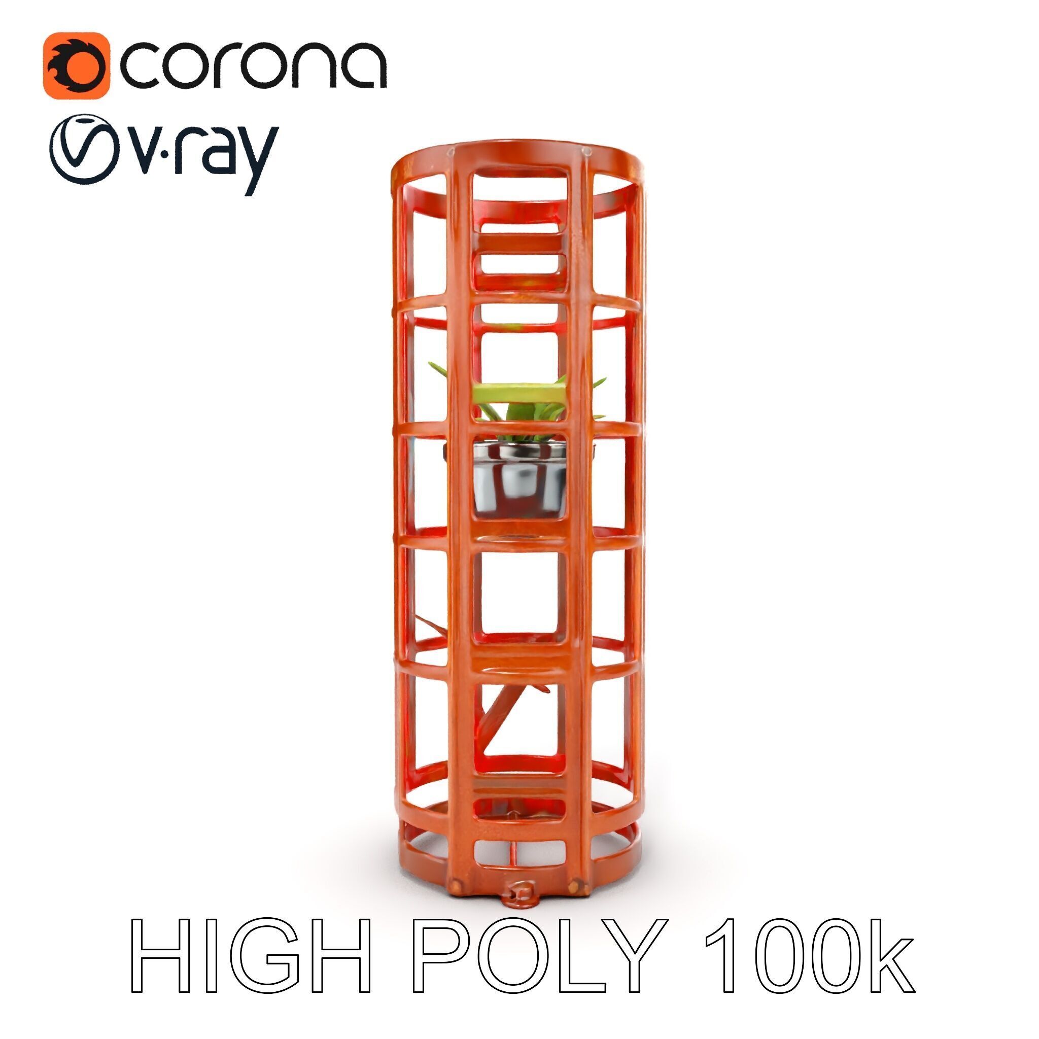 Rustic Metal Plant Stand Model Pack Low-poly 3D model_10