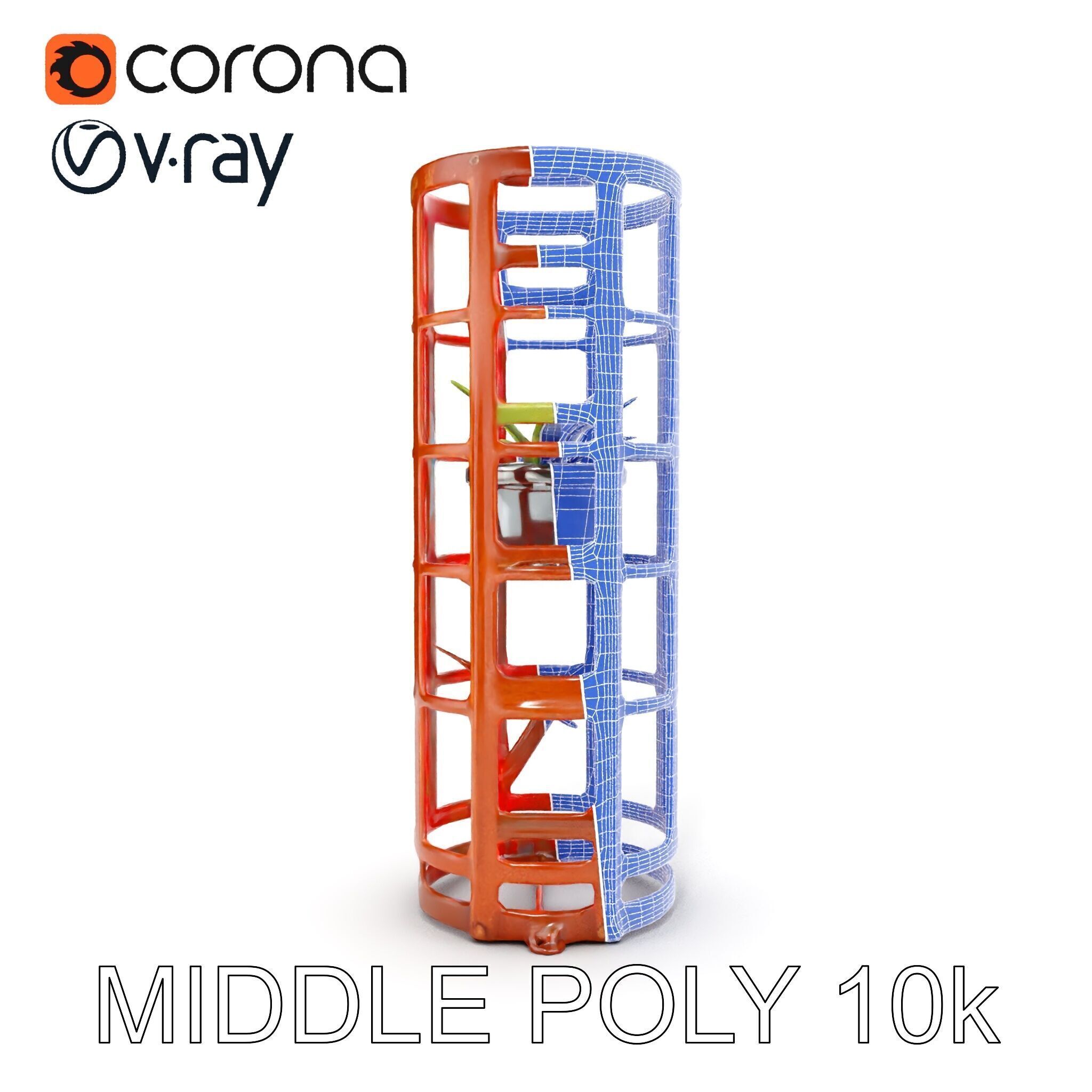 Rustic Metal Plant Stand Model Pack Low-poly 3D model_30