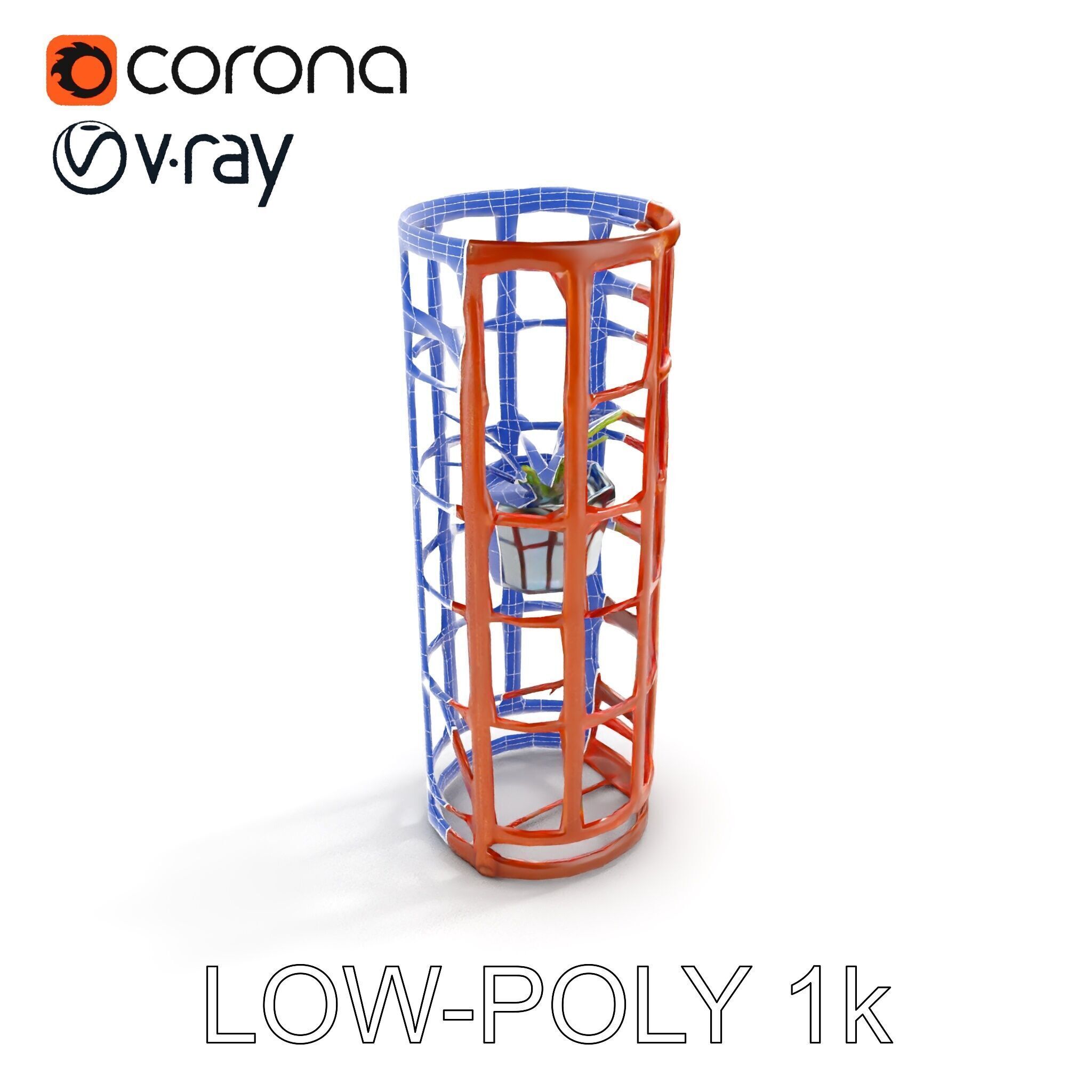 Rustic Metal Plant Stand Model Pack Low-poly 3D model_18