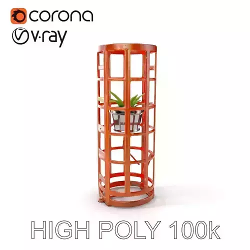 Rustic Metal Plant Stand Model Pack Low-poly 3D model
