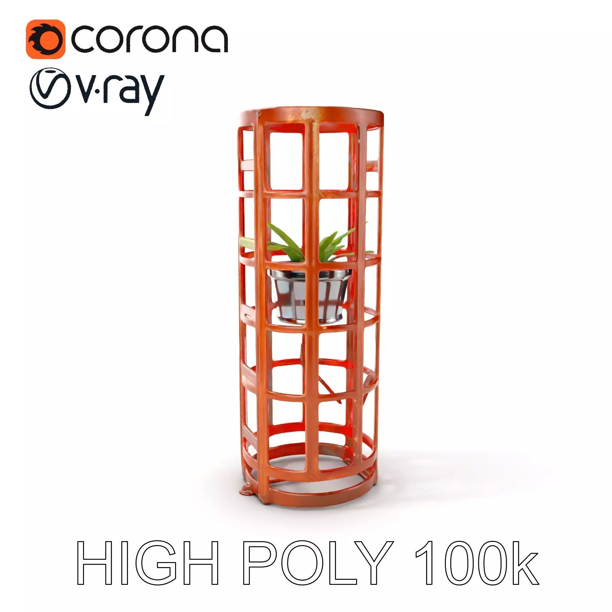 Rustic Metal Plant Stand Model Pack Low-poly 3D model_0