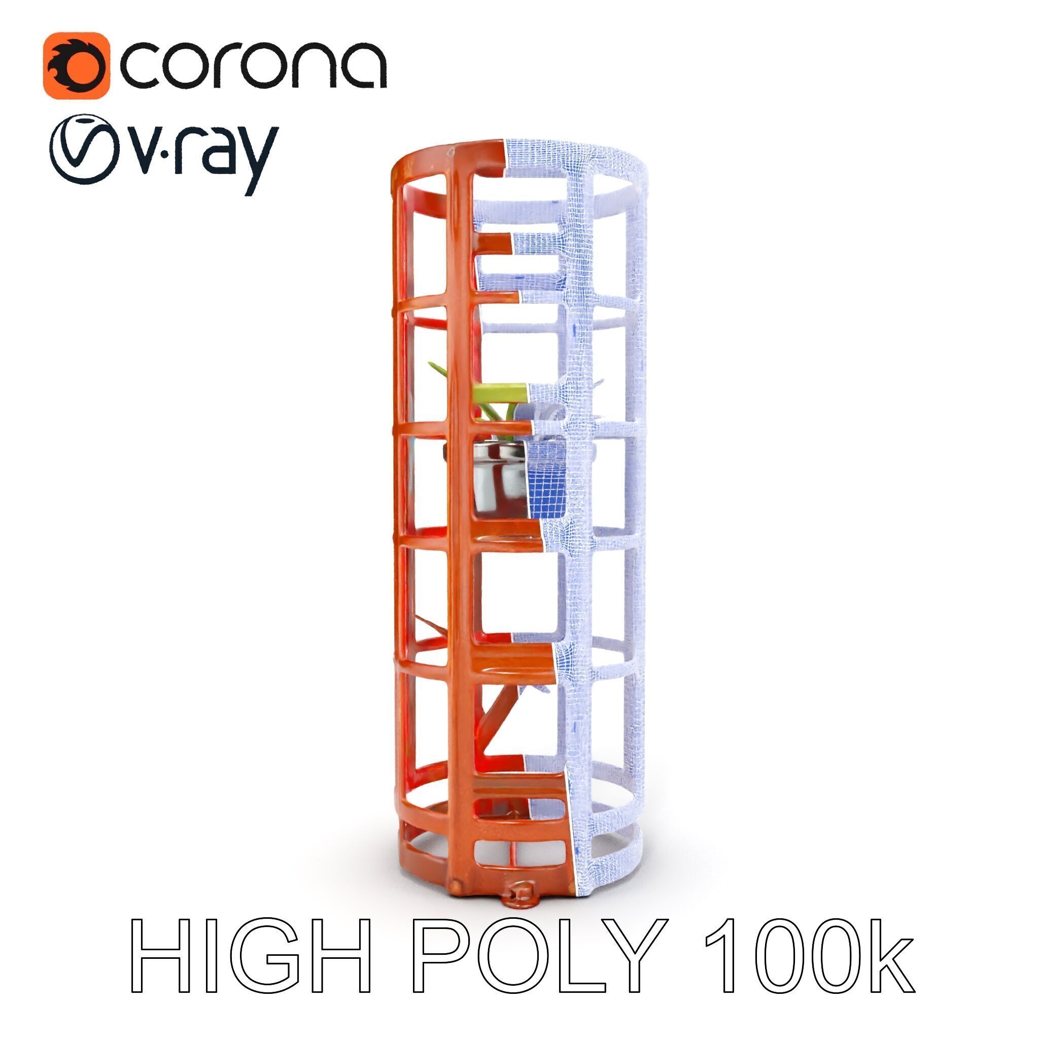 Rustic Metal Plant Stand Model Pack Low-poly 3D model_32