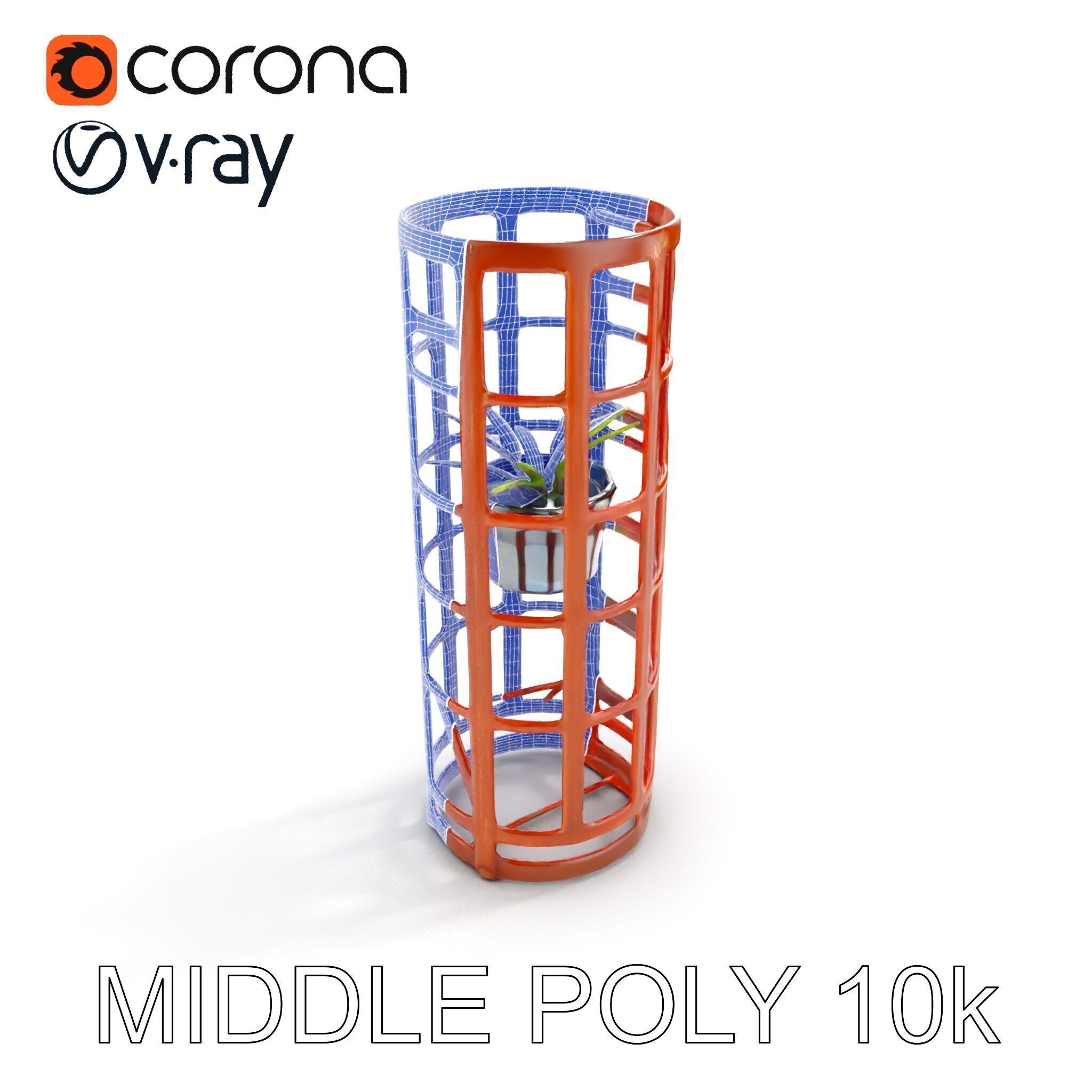 Rustic Metal Plant Stand Model Pack Low-poly 3D model_11