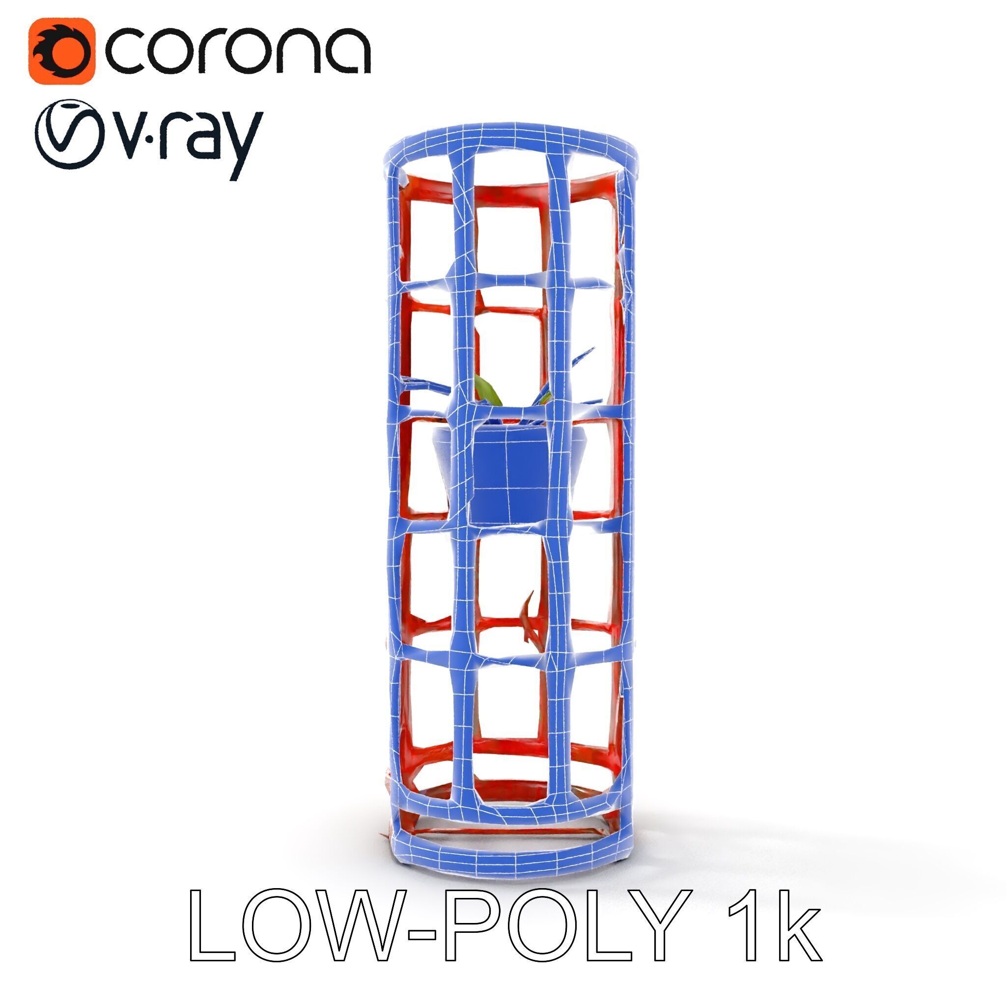 Rustic Metal Plant Stand Model Pack Low-poly 3D model_12